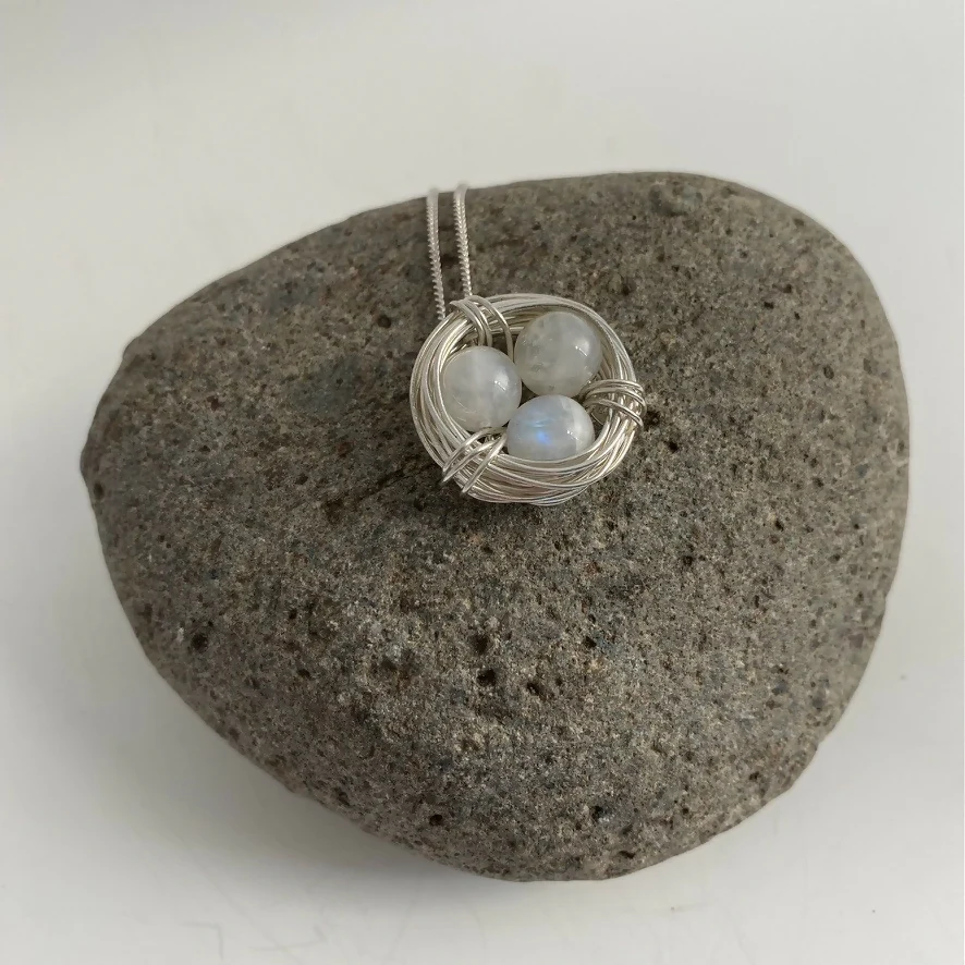 Moonstone Nest Necklace, Sterling Silver - Image 5