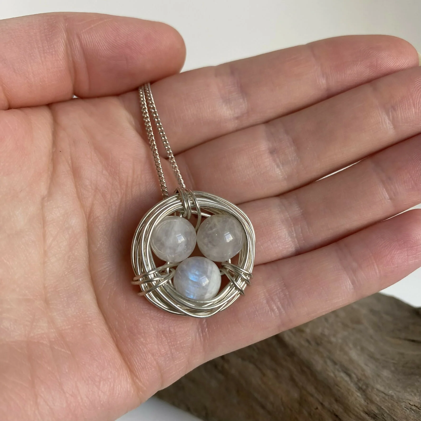 Moonstone Nest Necklace, Sterling Silver - Image 6