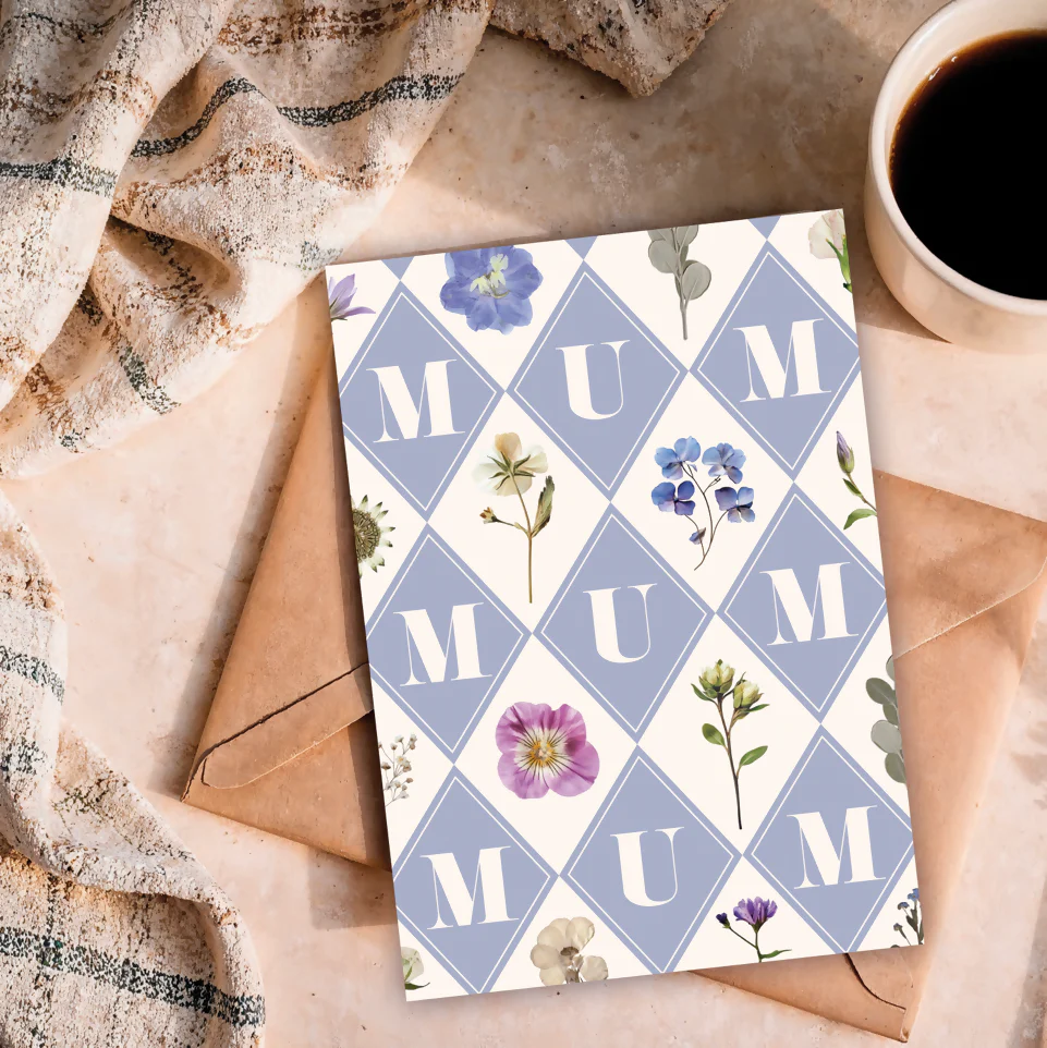 Mother's Day Pressed Flower Print Card