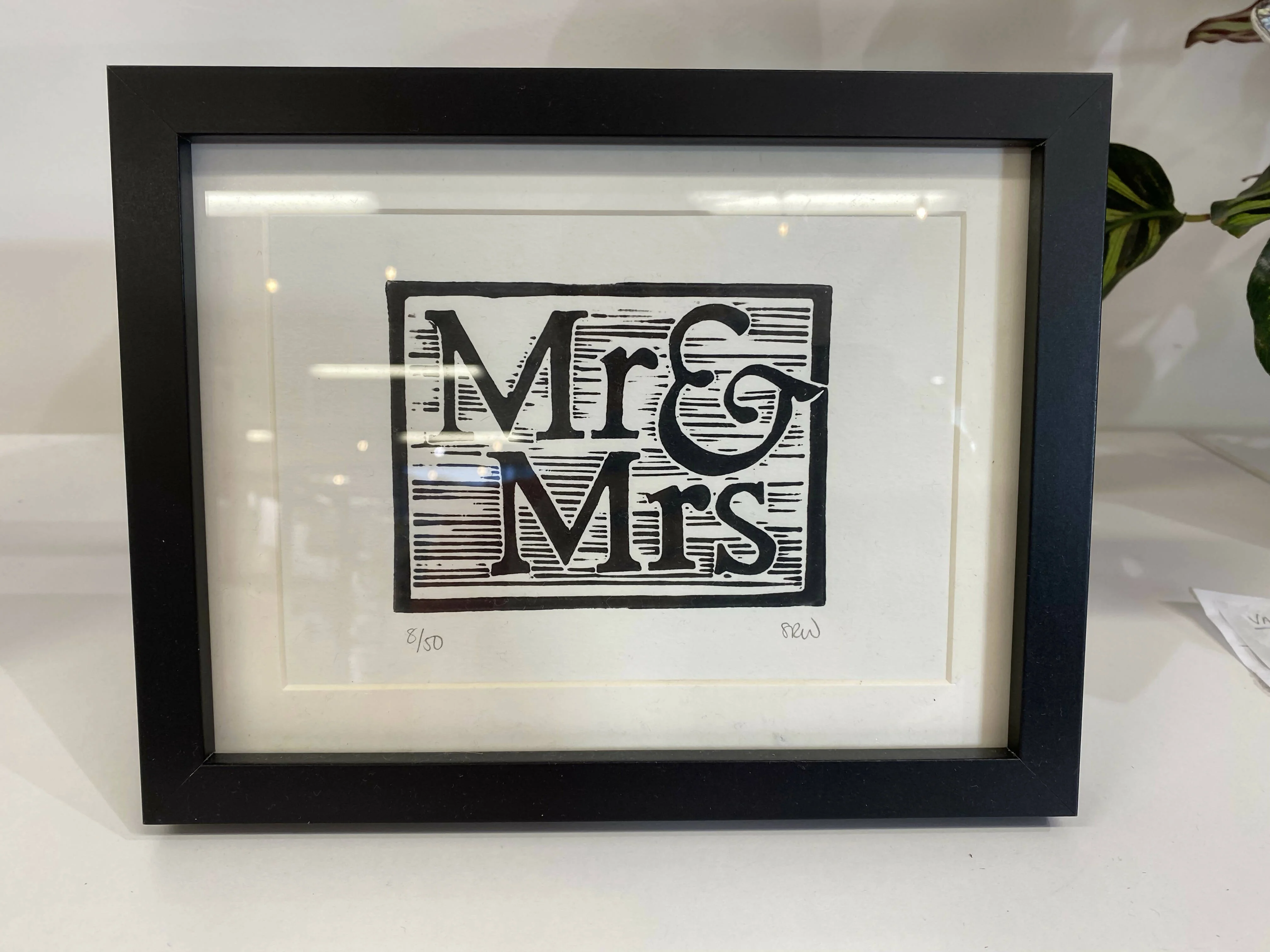 Mr & Mrs Framed Lino Cut Print - Image 12