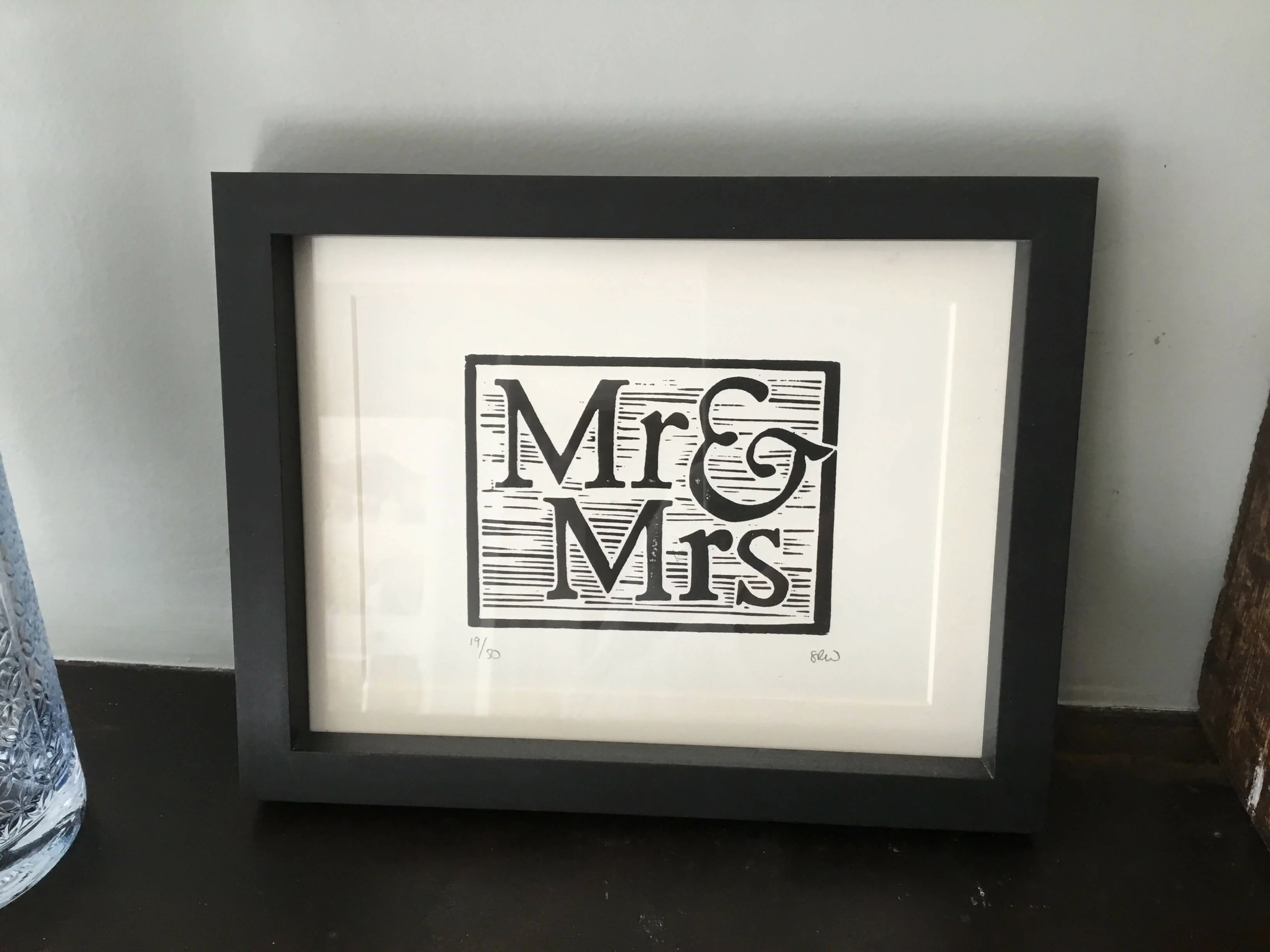Mr & Mrs Framed Lino Cut Print - Image 13