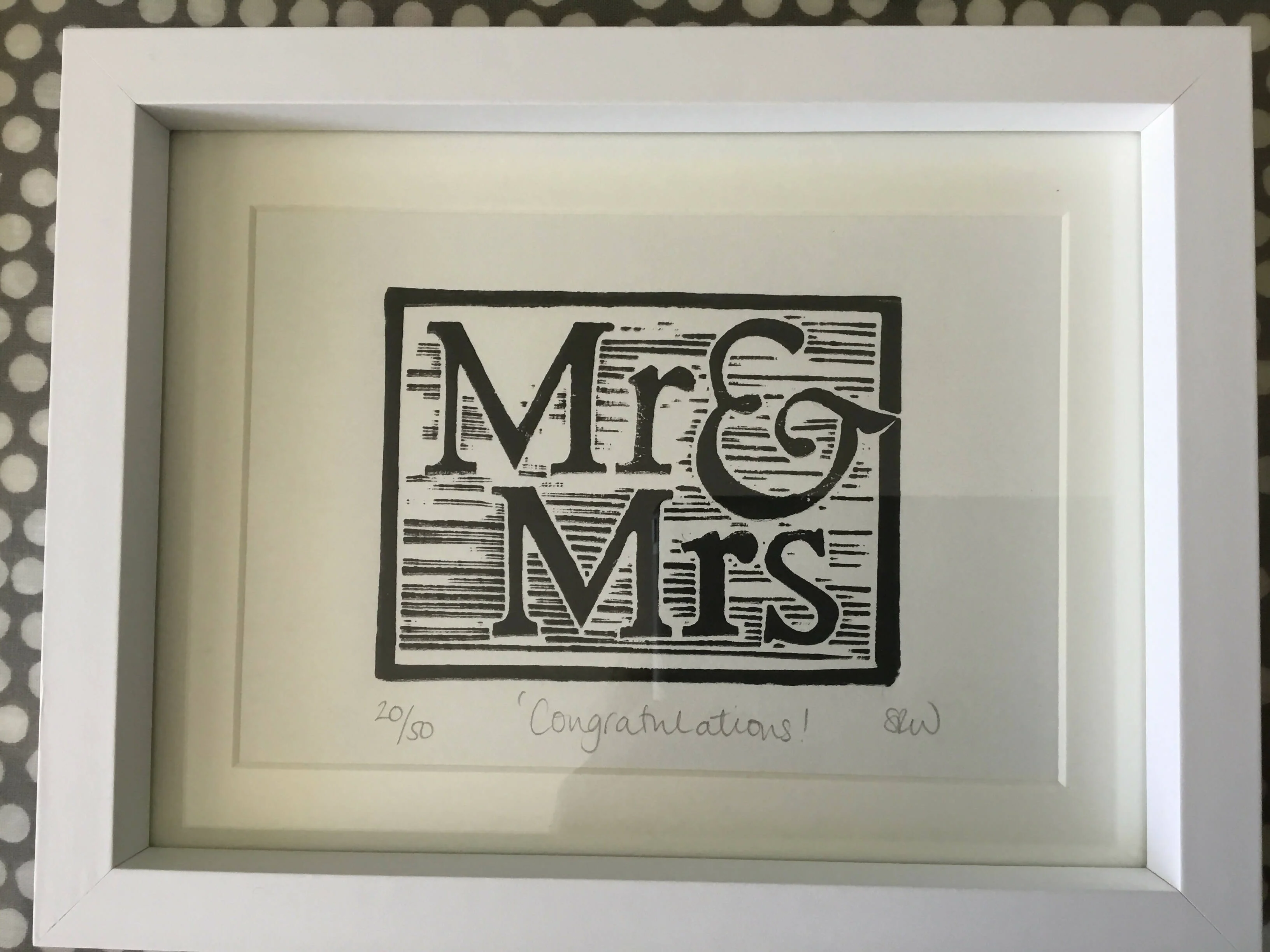 Mr & Mrs Framed Lino Cut Print - Image 14