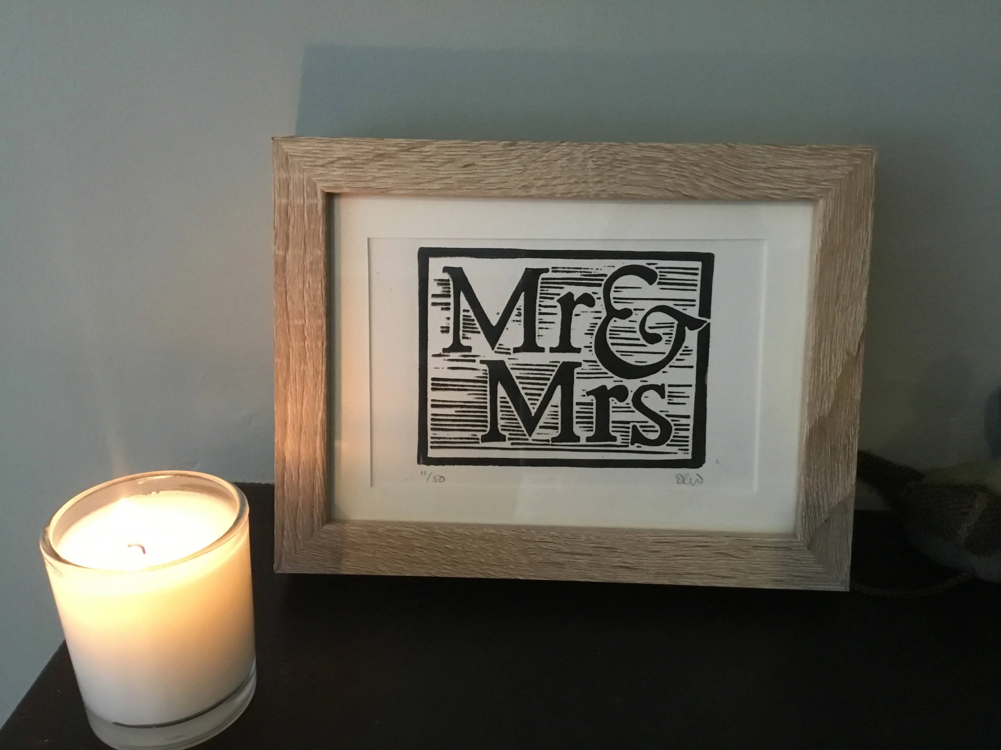 Mr & Mrs Framed Lino Cut Print - Image 9