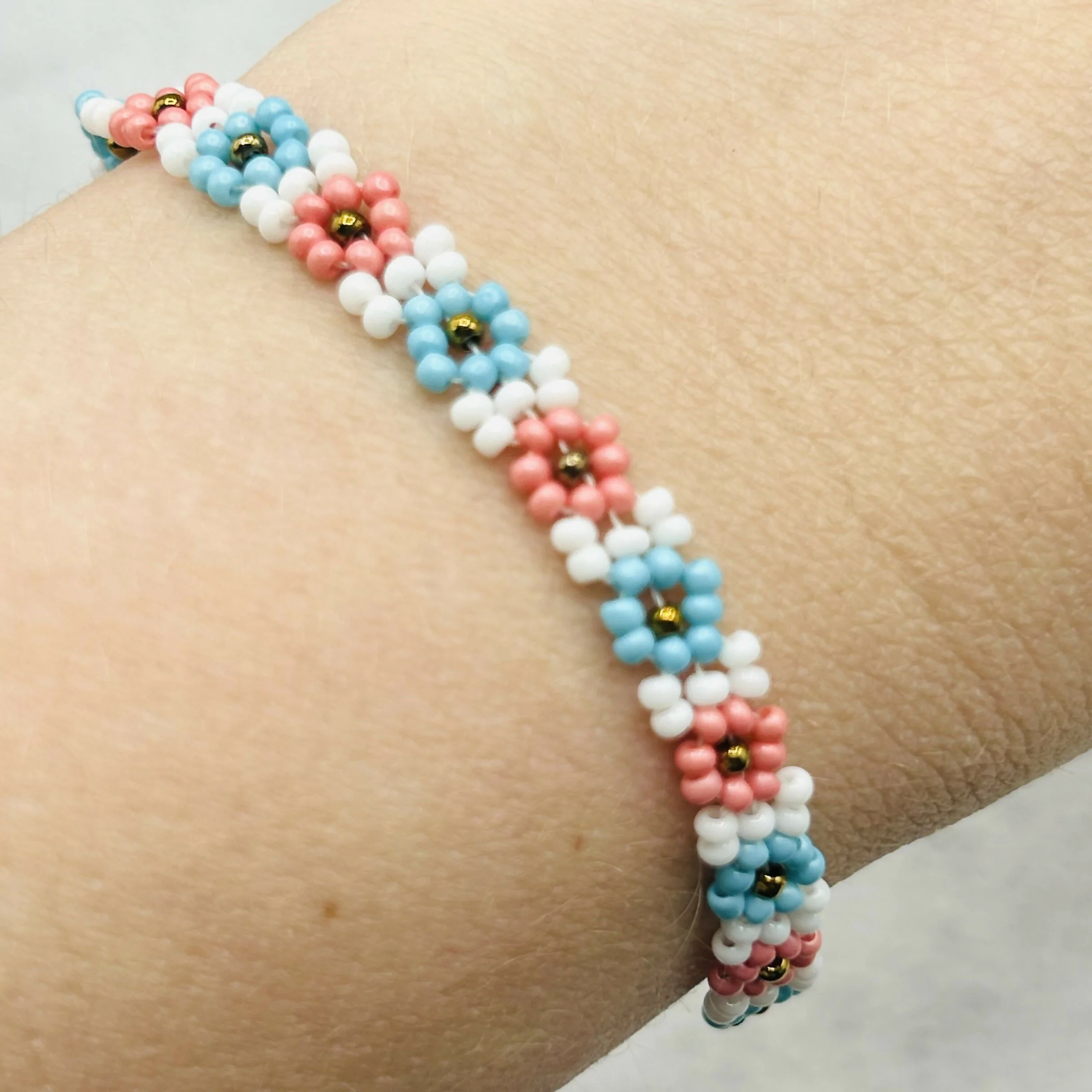 Multicolour Flower Beaded Bracelets – Handmade Vibrant Designs - Image 3
