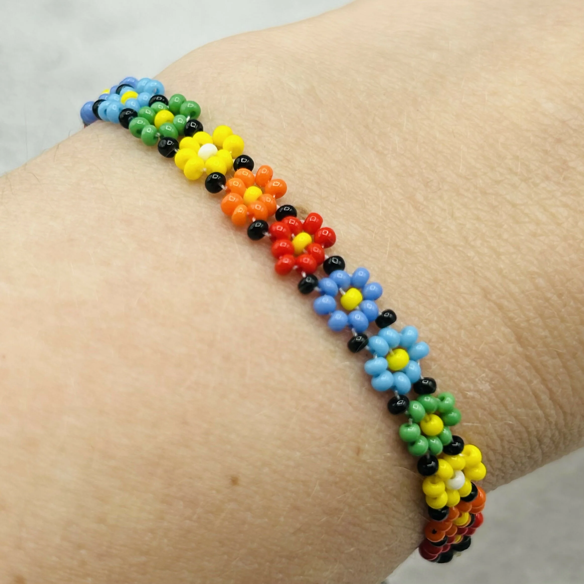 Multicolour Flower Beaded Bracelets – Handmade Vibrant Designs - Image 4