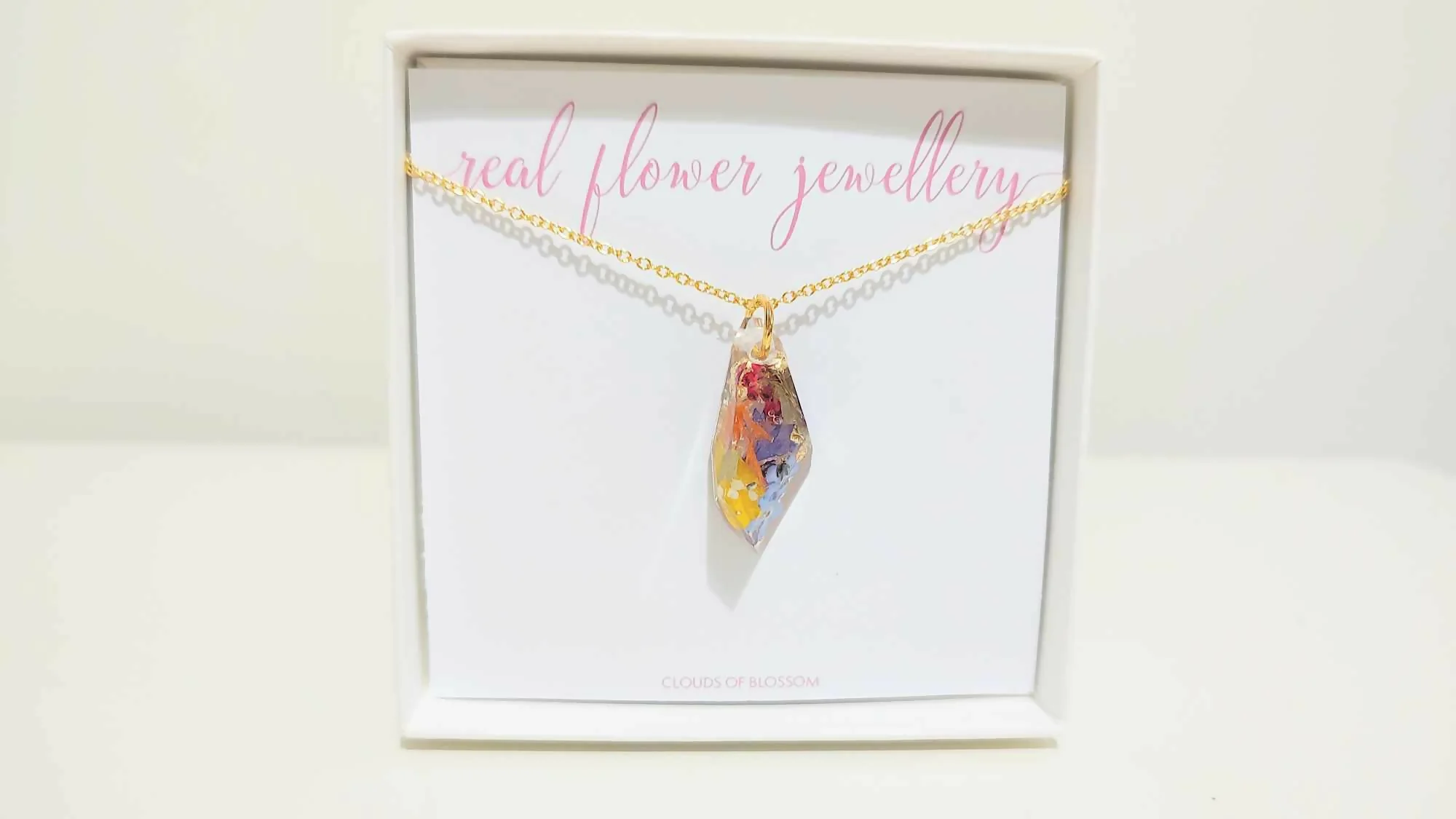 Multicolour Geometric Crystal 3D Gold Plated Necklace