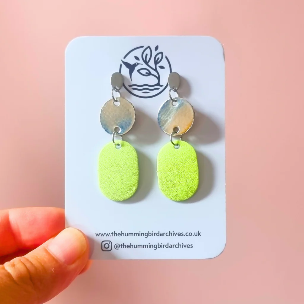 Neon Yellow and Silver Earrings