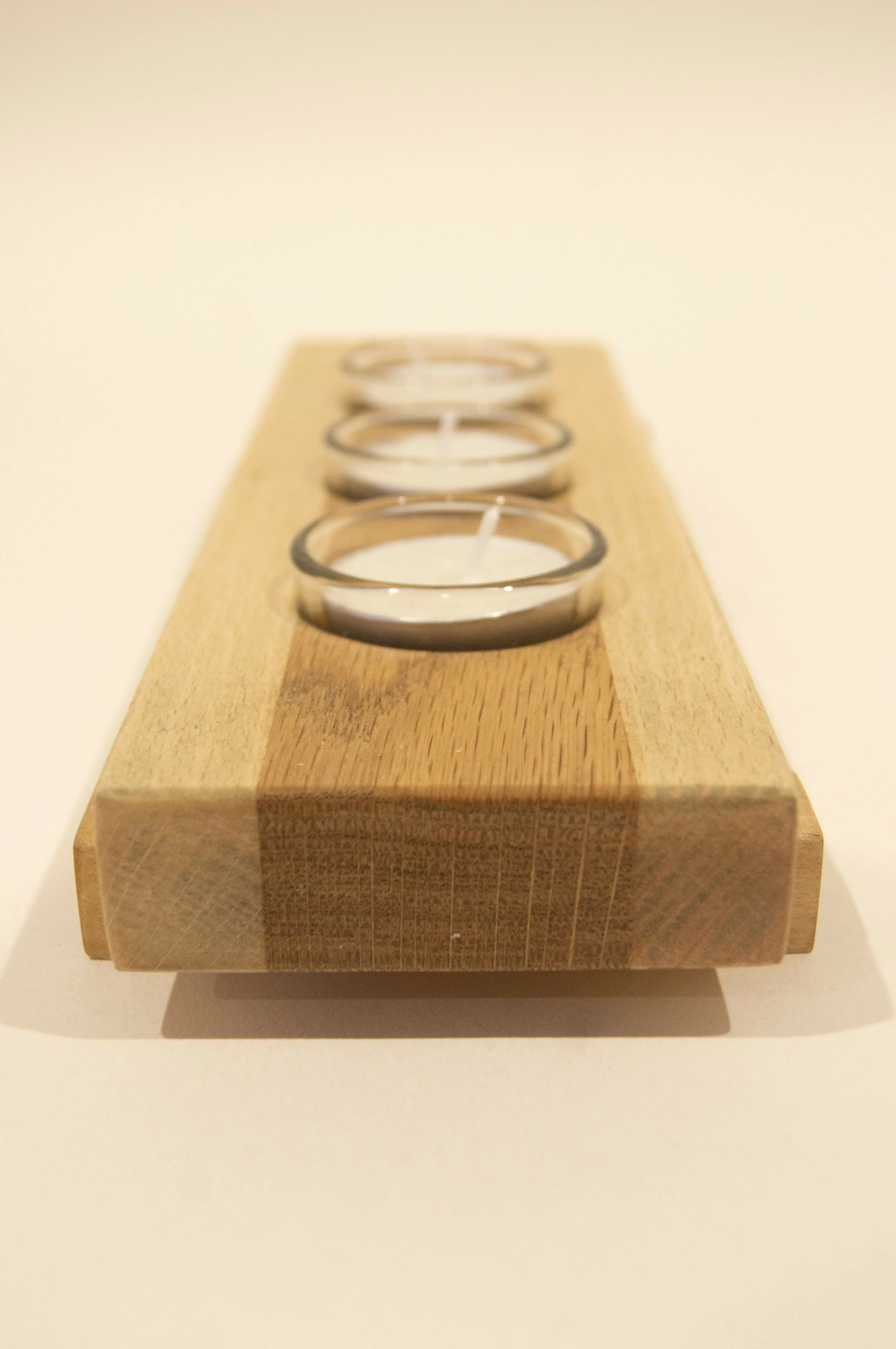Oak and Beech Triple Tea Light Holder - Image 2