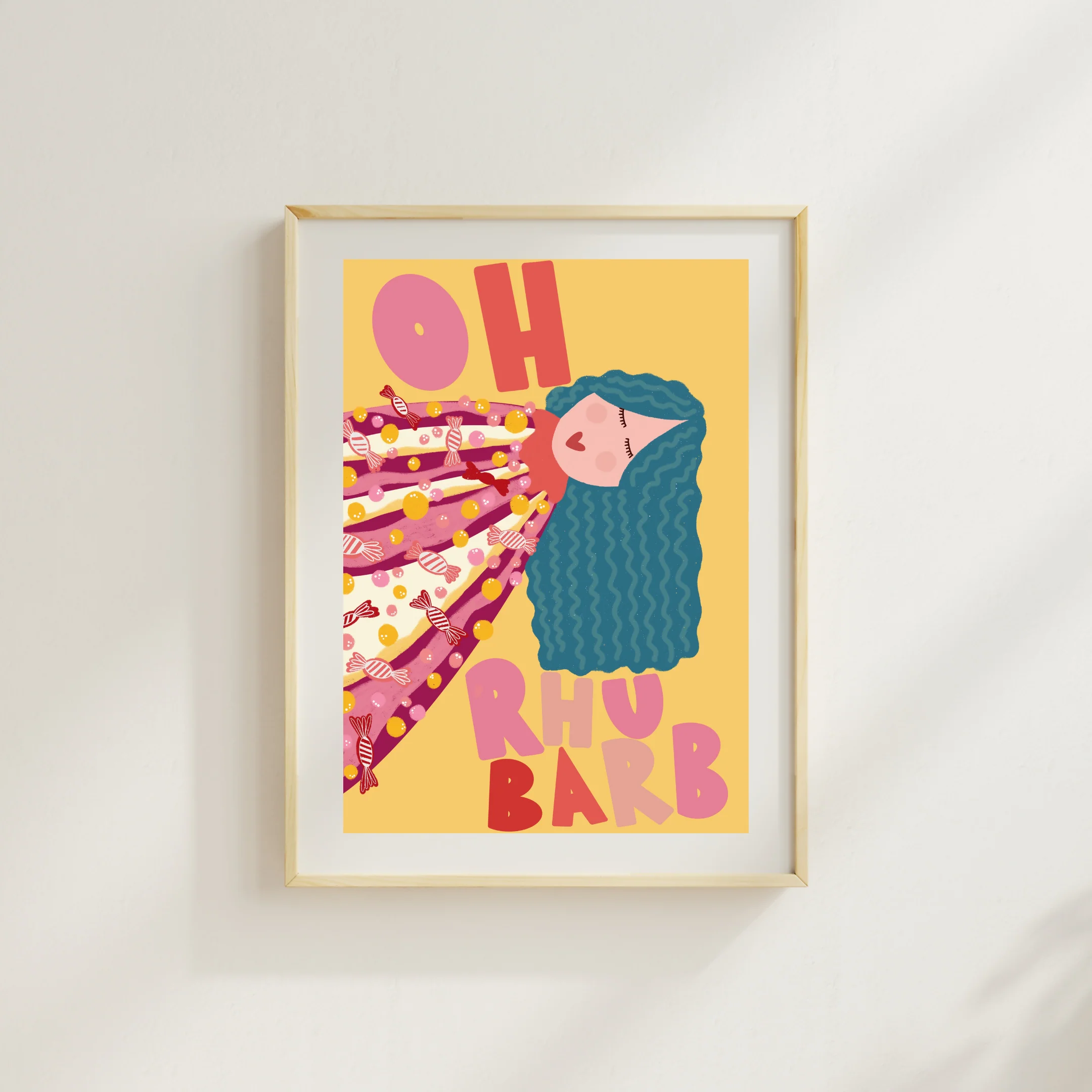 Oh Rhubarb! A4 Hand Illustrated Poster