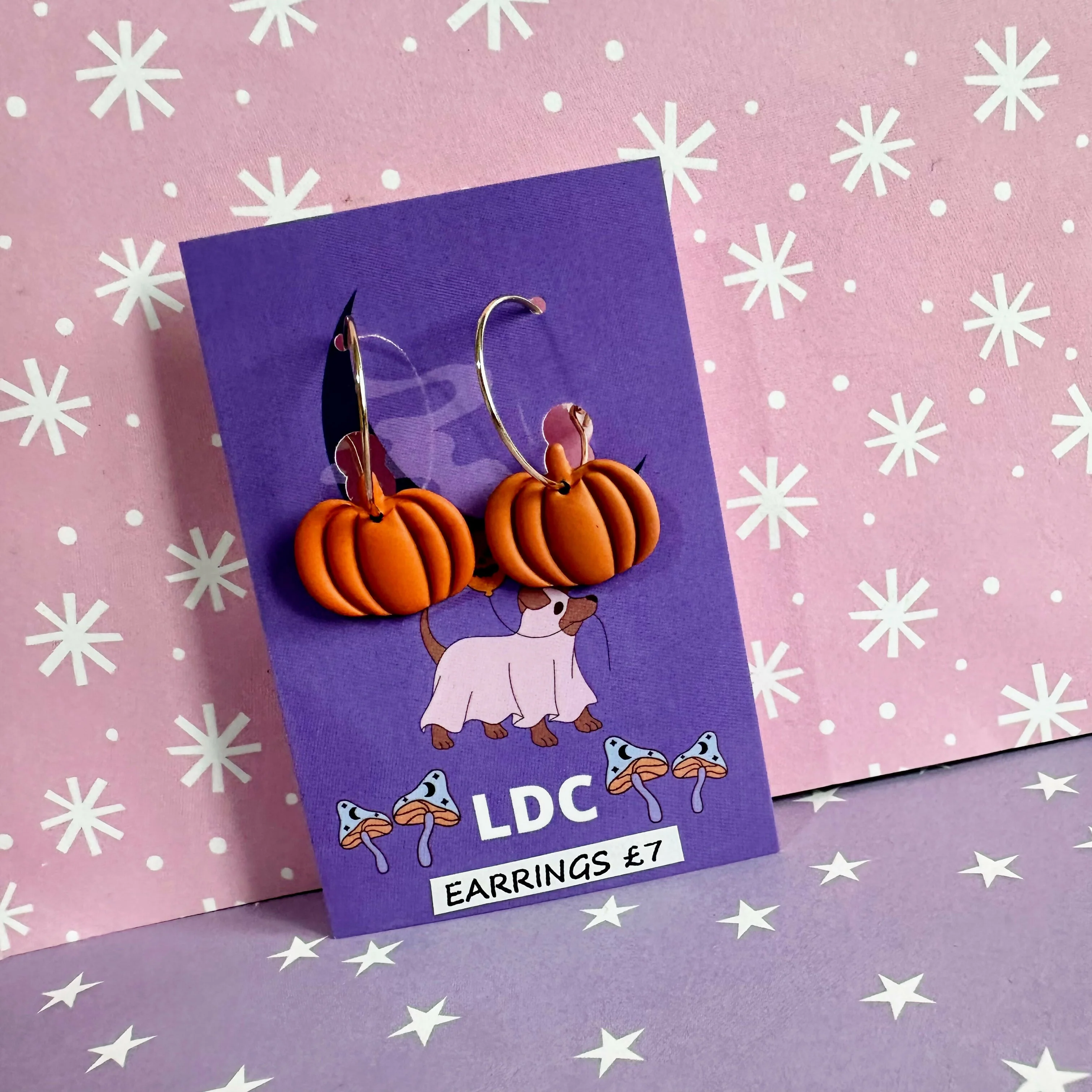 Orange Pumpkin Hoop Earrings - Image 2