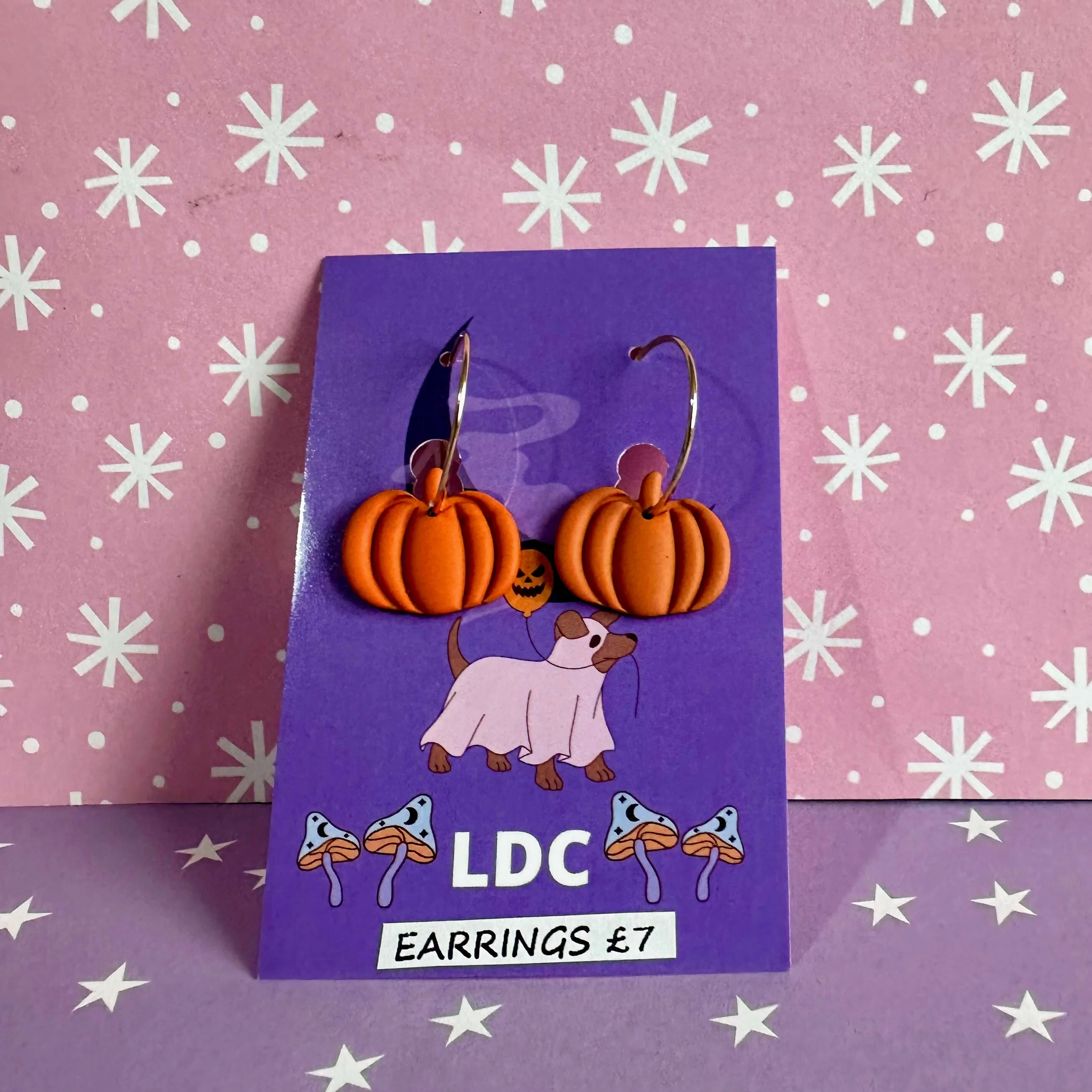 Orange Pumpkin Hoop Earrings - Image 3