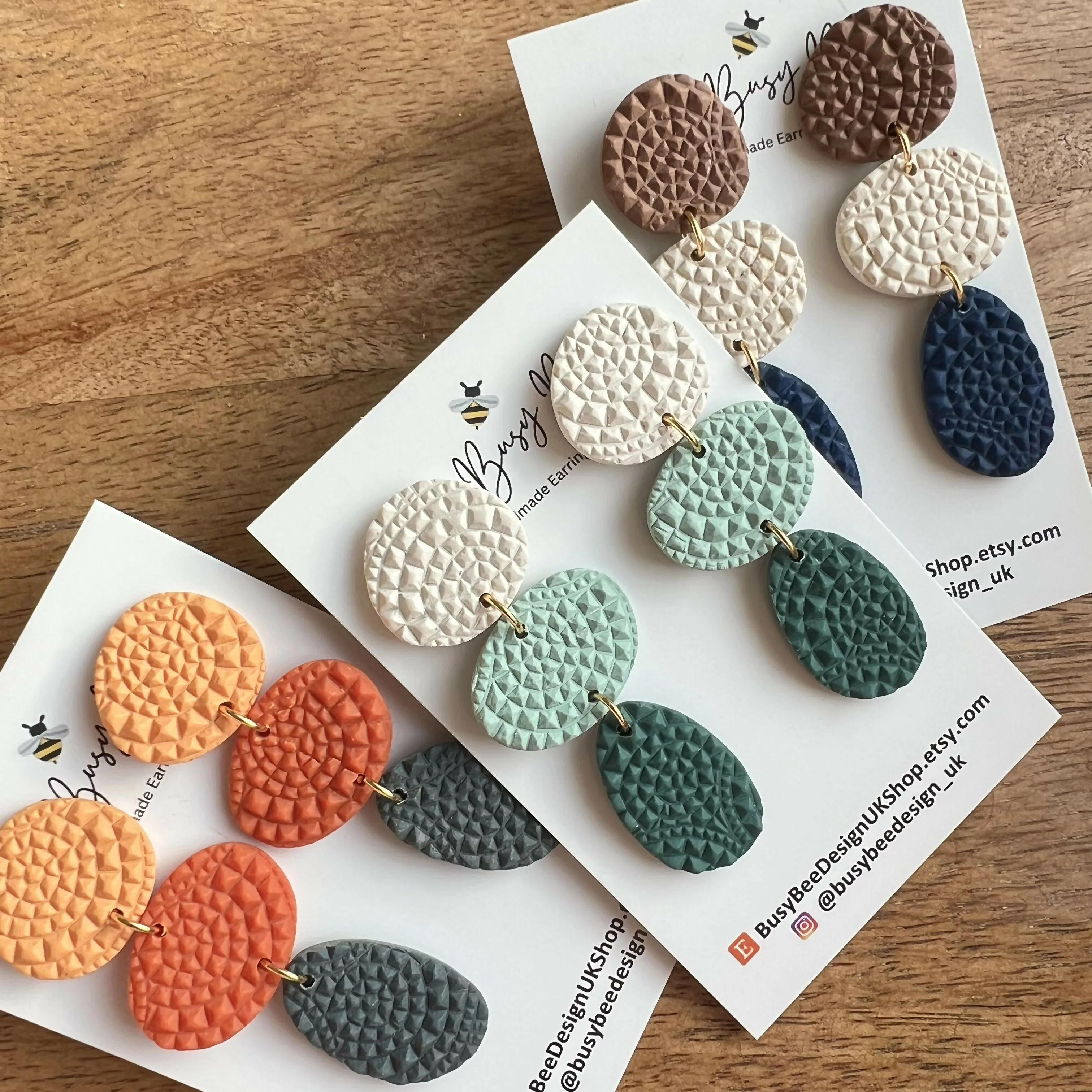 Organic Pebble Dangle Earrings – Polymer Clay Textured Earrings, Dainty Earrings, Handmade Clay Jewellery