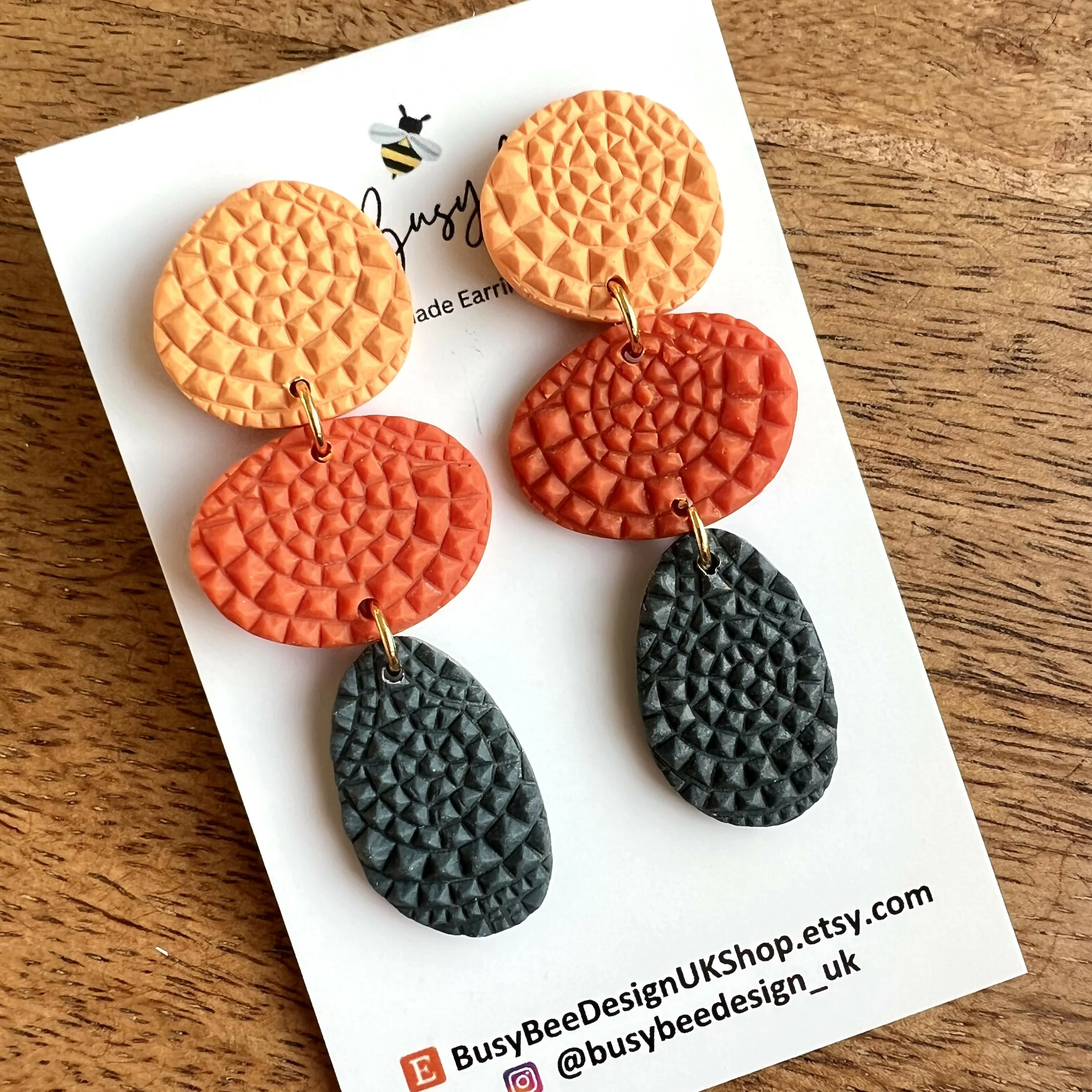 Organic Pebble Dangle Earrings – Polymer Clay Textured Earrings, Dainty Earrings, Handmade Clay Jewellery - Image 2