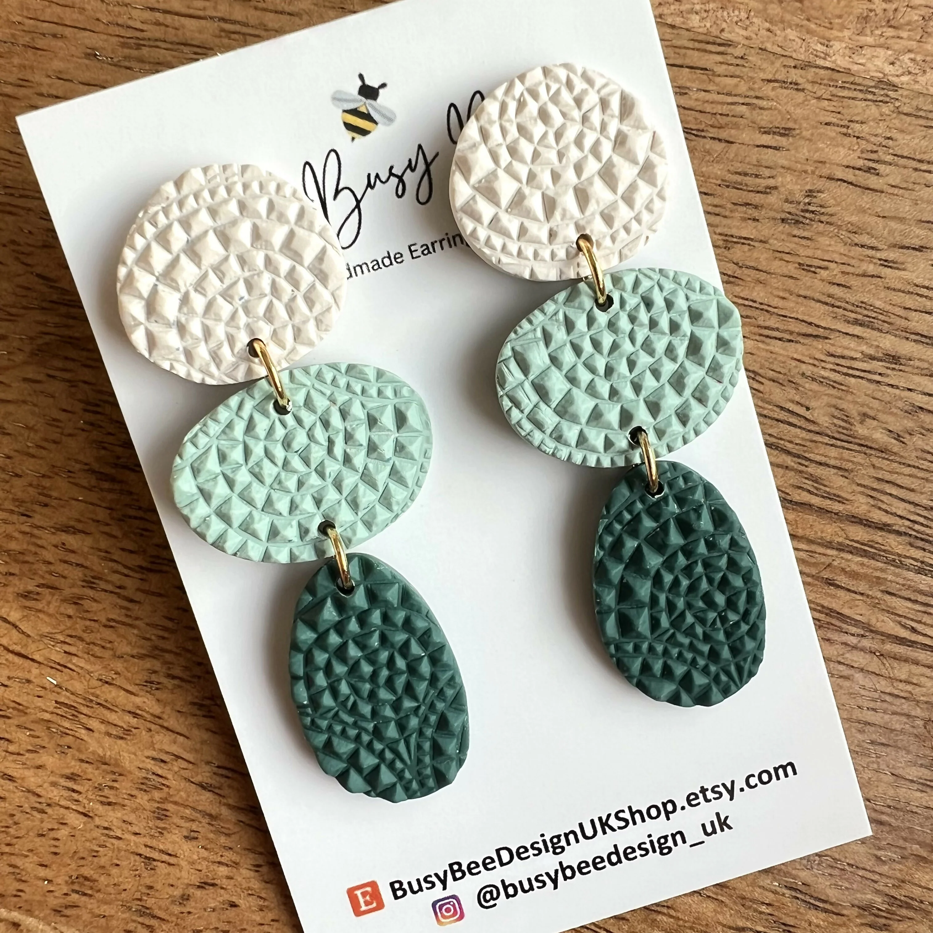 Organic Pebble Dangle Earrings – Polymer Clay Textured Earrings, Dainty Earrings, Handmade Clay Jewellery - Image 4