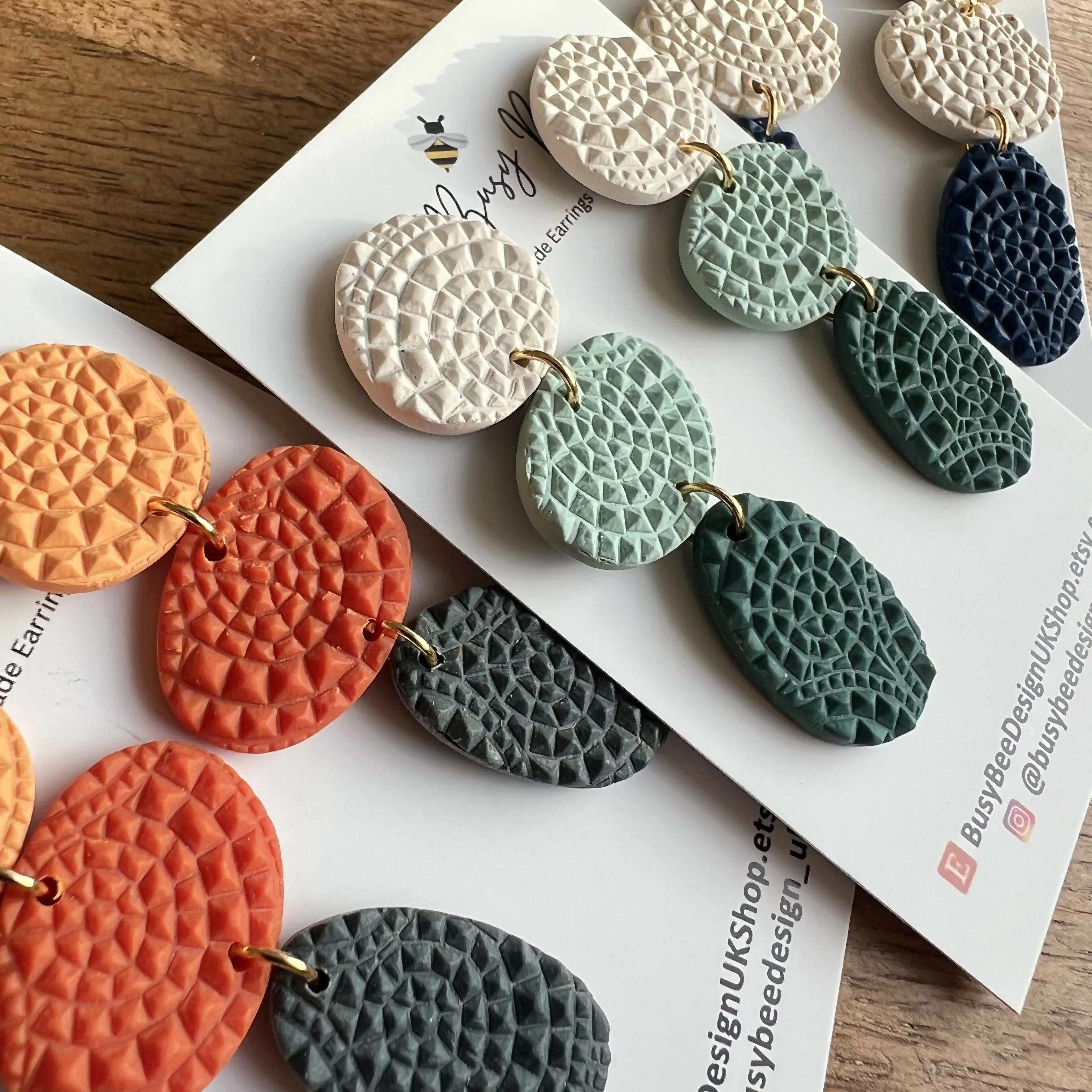 Organic Pebble Dangle Earrings – Polymer Clay Textured Earrings, Dainty Earrings, Handmade Clay Jewellery - Image 5