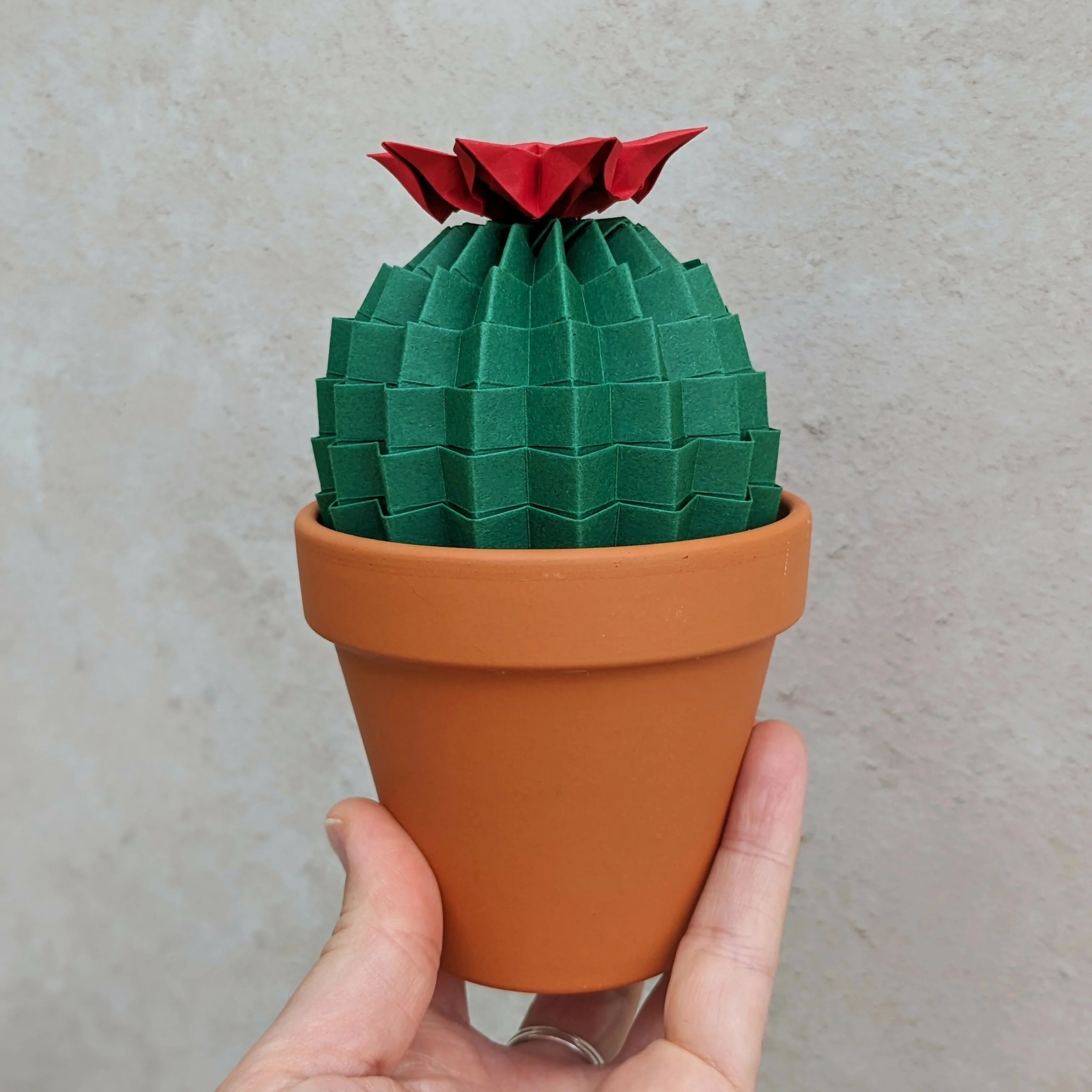 Origami Paper Cactus in Terracotta Pot - Image 2