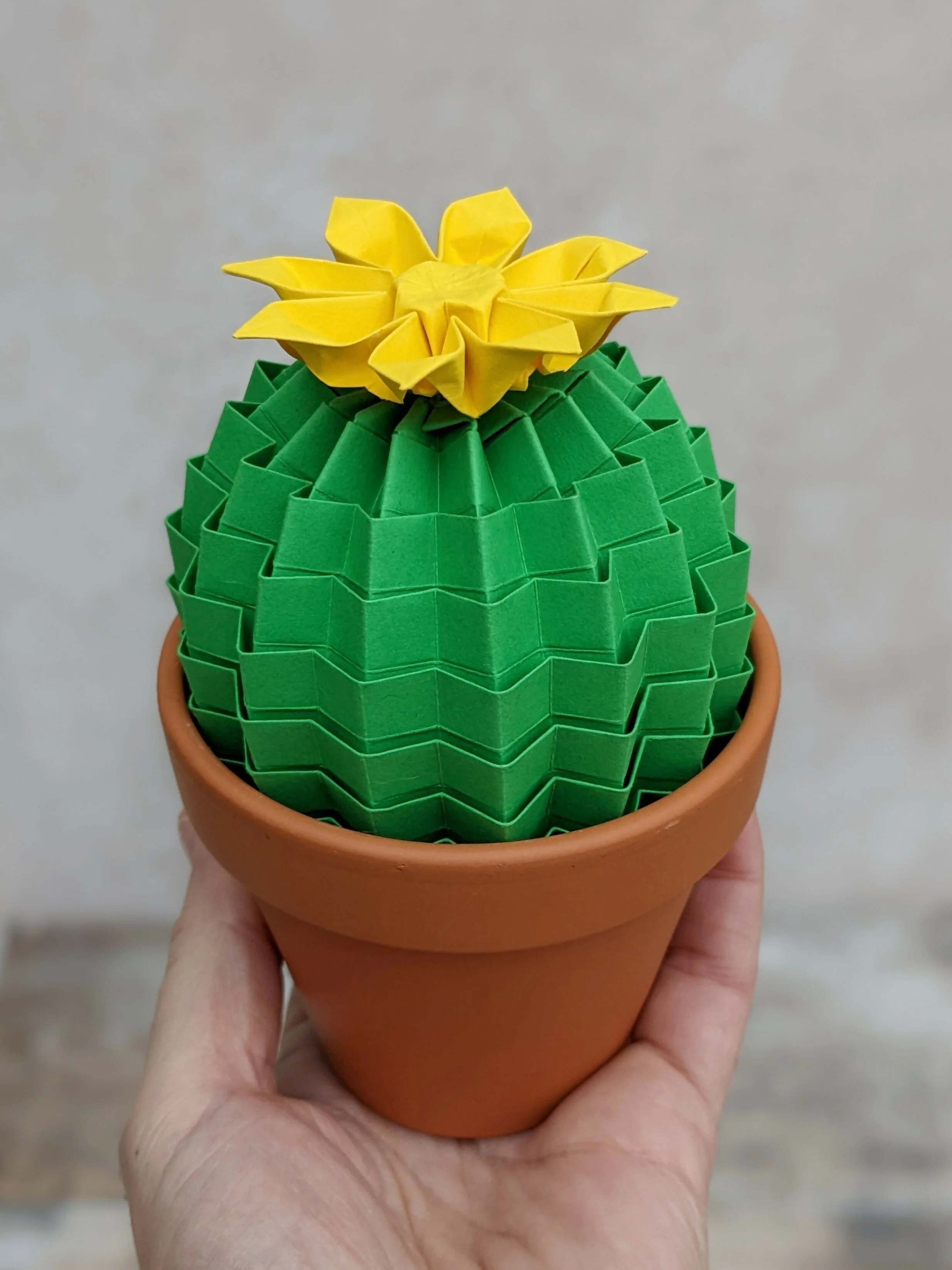 Origami Paper Cactus in Terracotta Pot - Image 4
