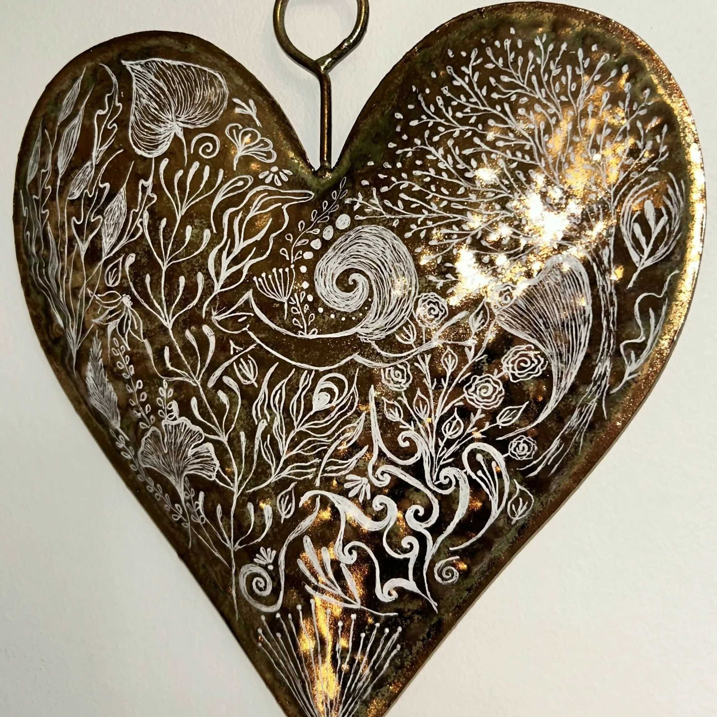 ORIGINAL ARTWORK ON COPPER METAL HEART