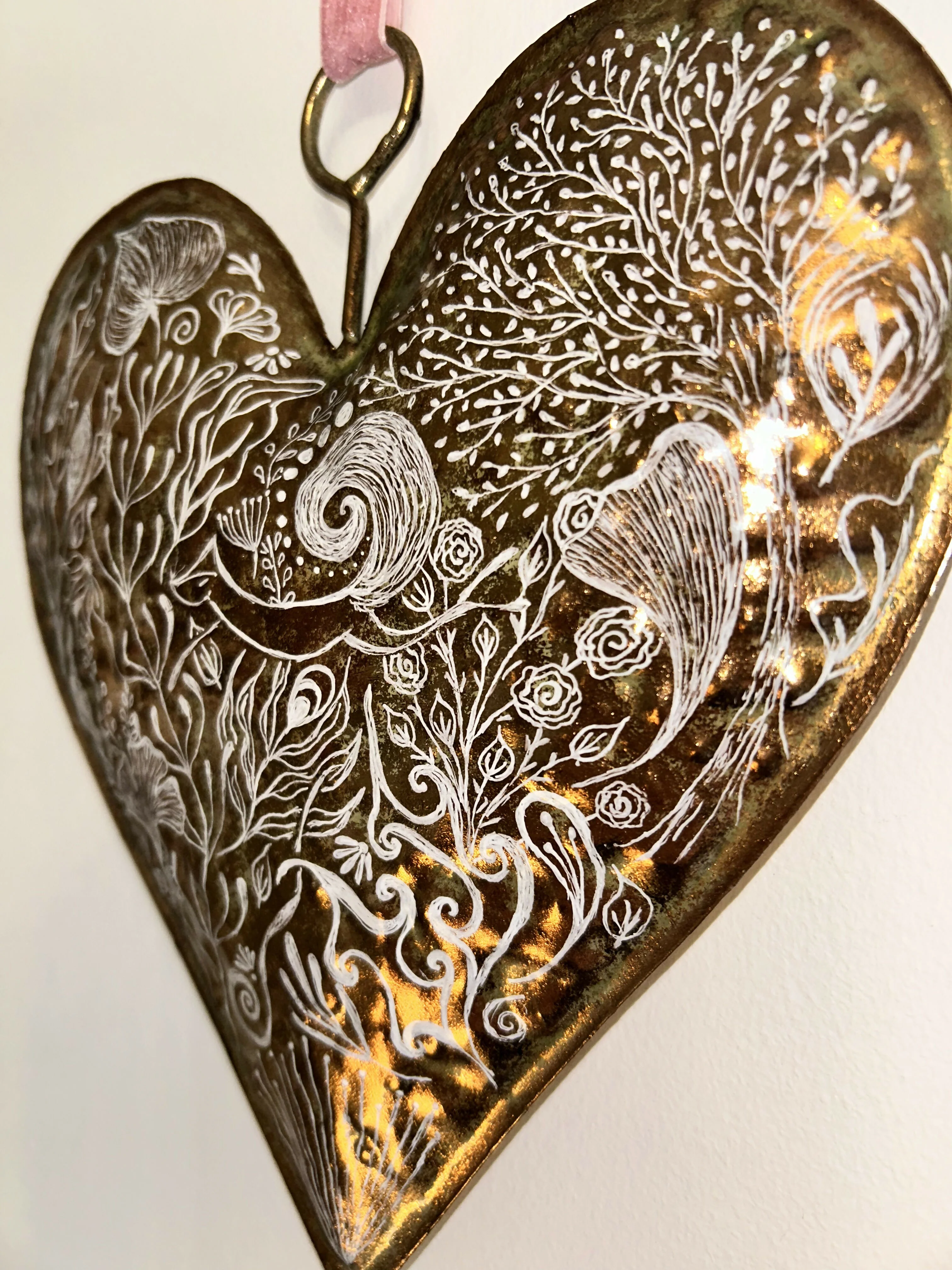 ORIGINAL ARTWORK ON COPPER METAL HEART - Image 5