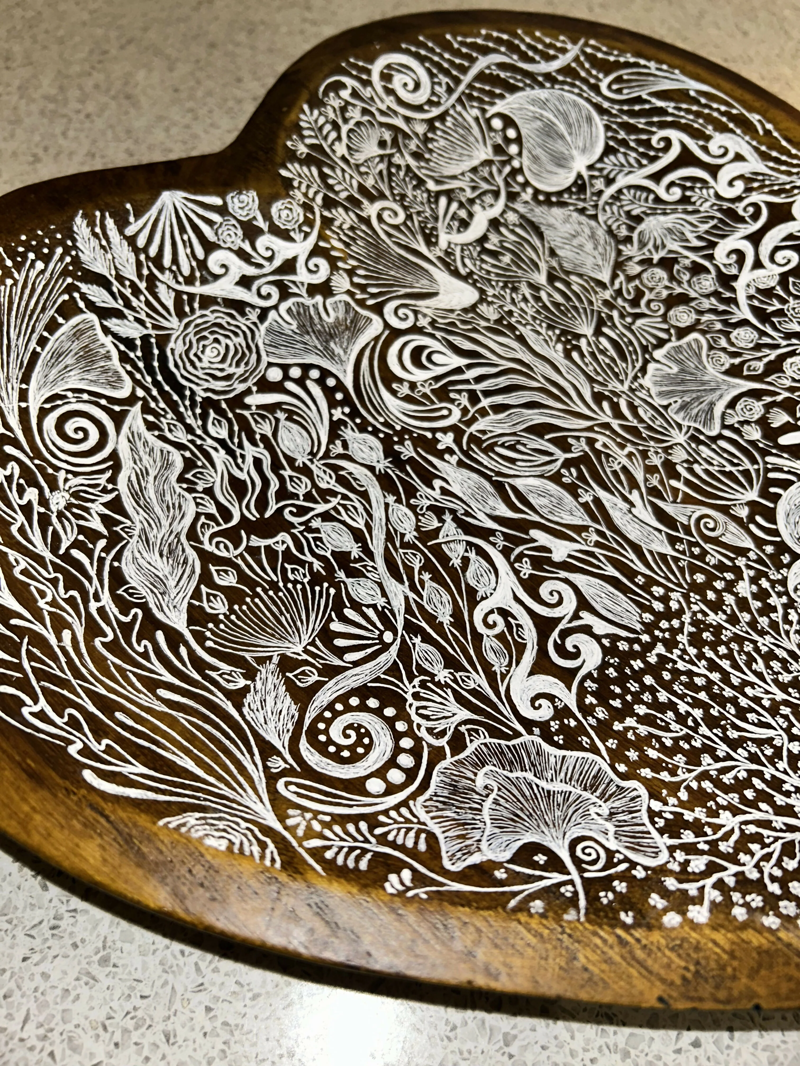 ORIGINAL ARTWORK ON MANGO WOOD HEART - Image 3