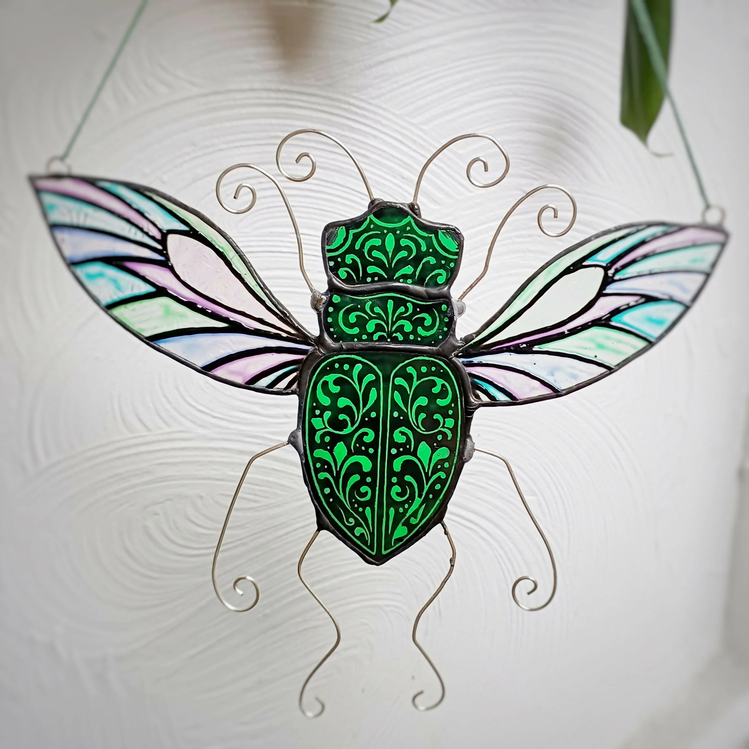 Ornamental Stained Glass Beetle Suncatcher - Image 2