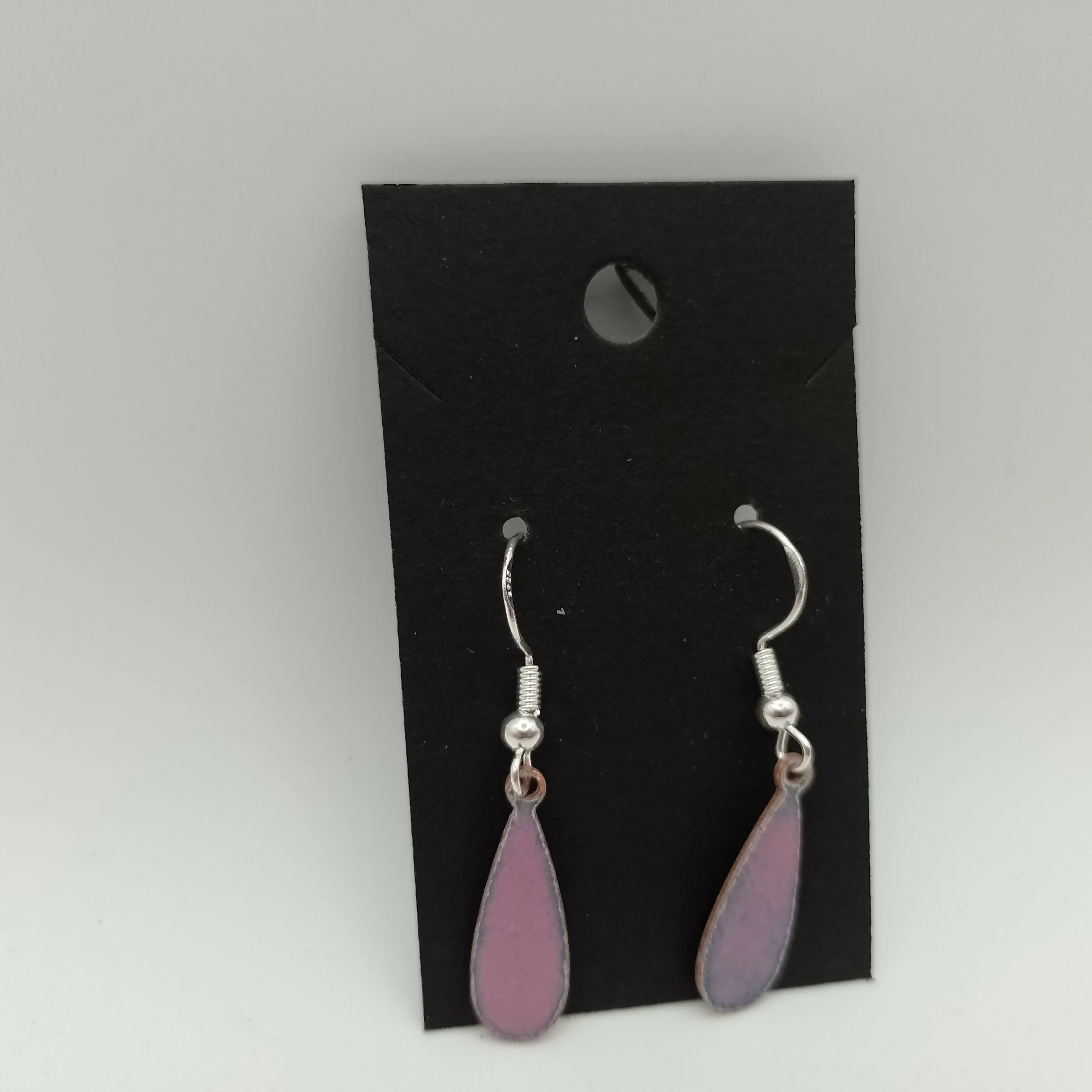 Pale Pink Tear Drop Enamel Earrings