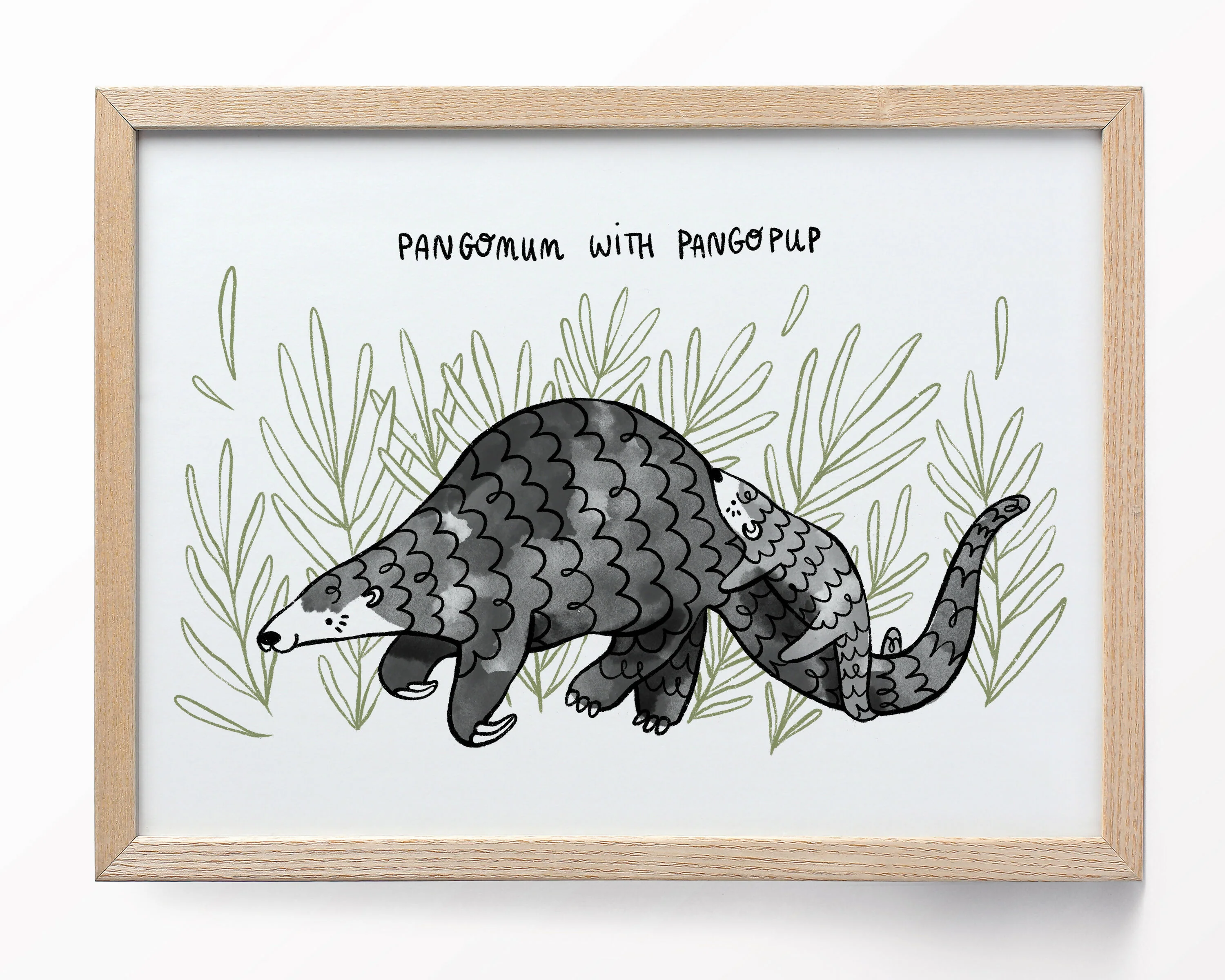 Pangolin Mum & Baby - A5 print