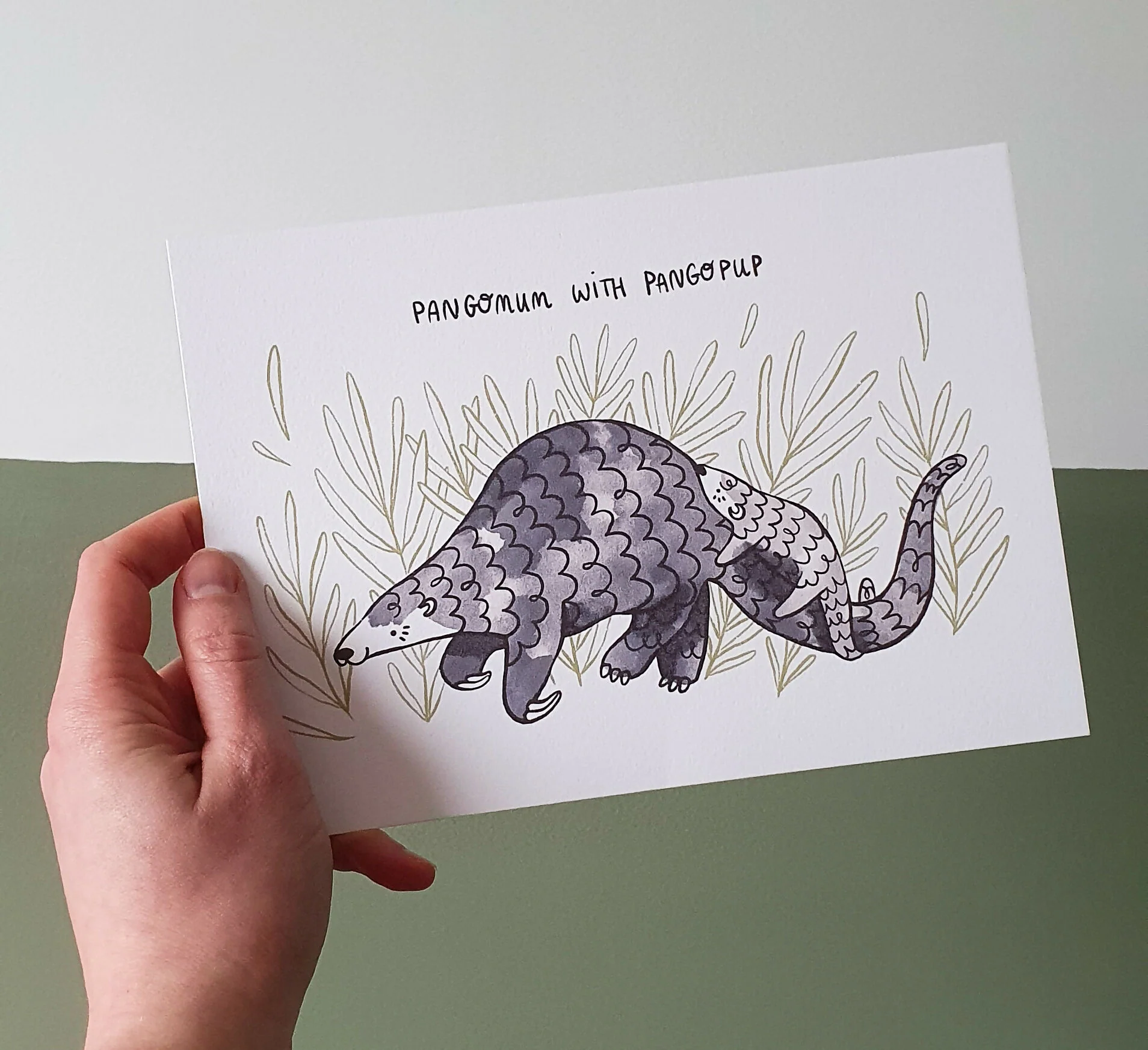Pangolin Mum & Baby - A5 print - Image 2