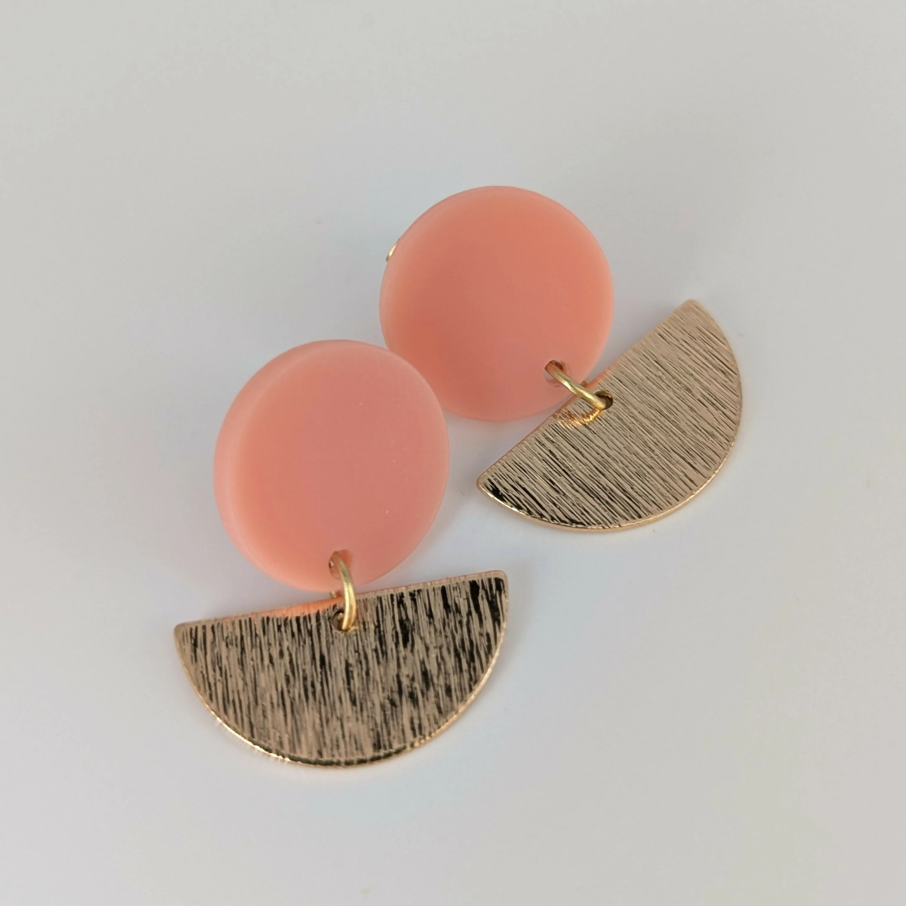 Peach Geometric Earrings in Gold or Silver - Image 4