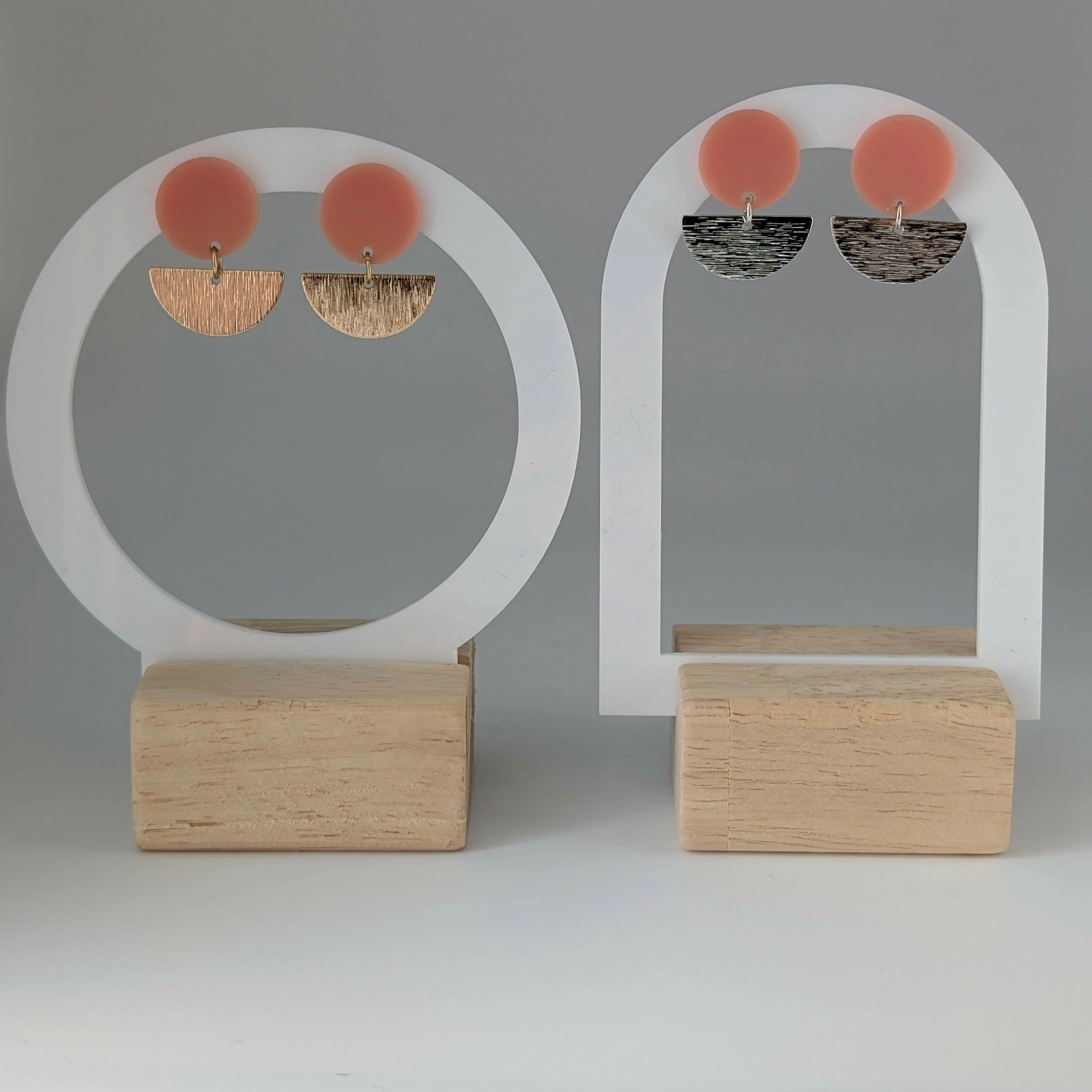 Peach Geometric Earrings in Gold or Silver - Image 6