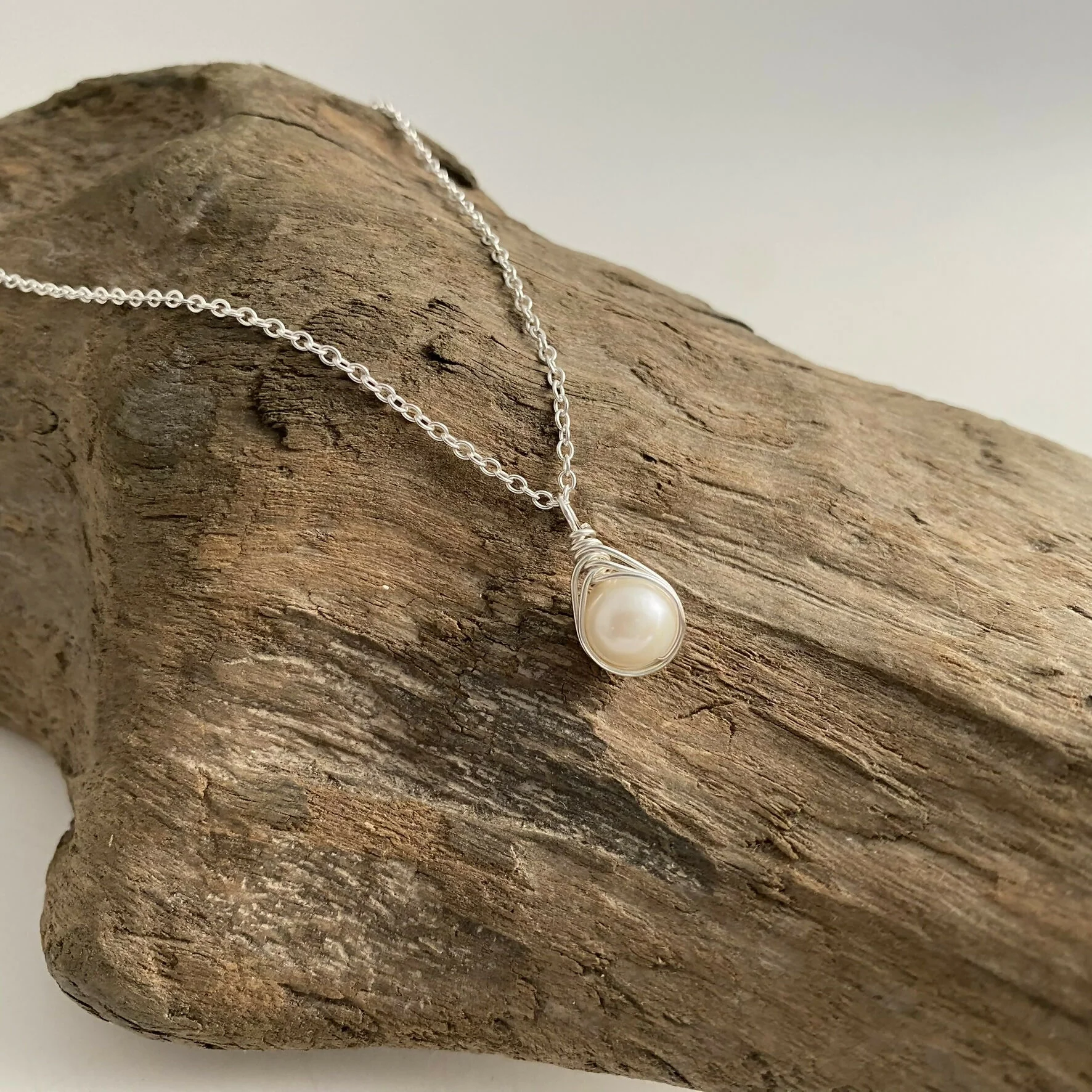 Pearl Drop Necklace, Sterling Silver - Image 3