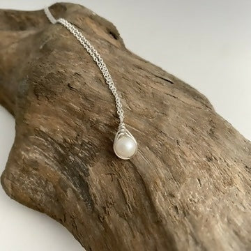 Pearl Drop Necklace, Sterling Silver - Image 4