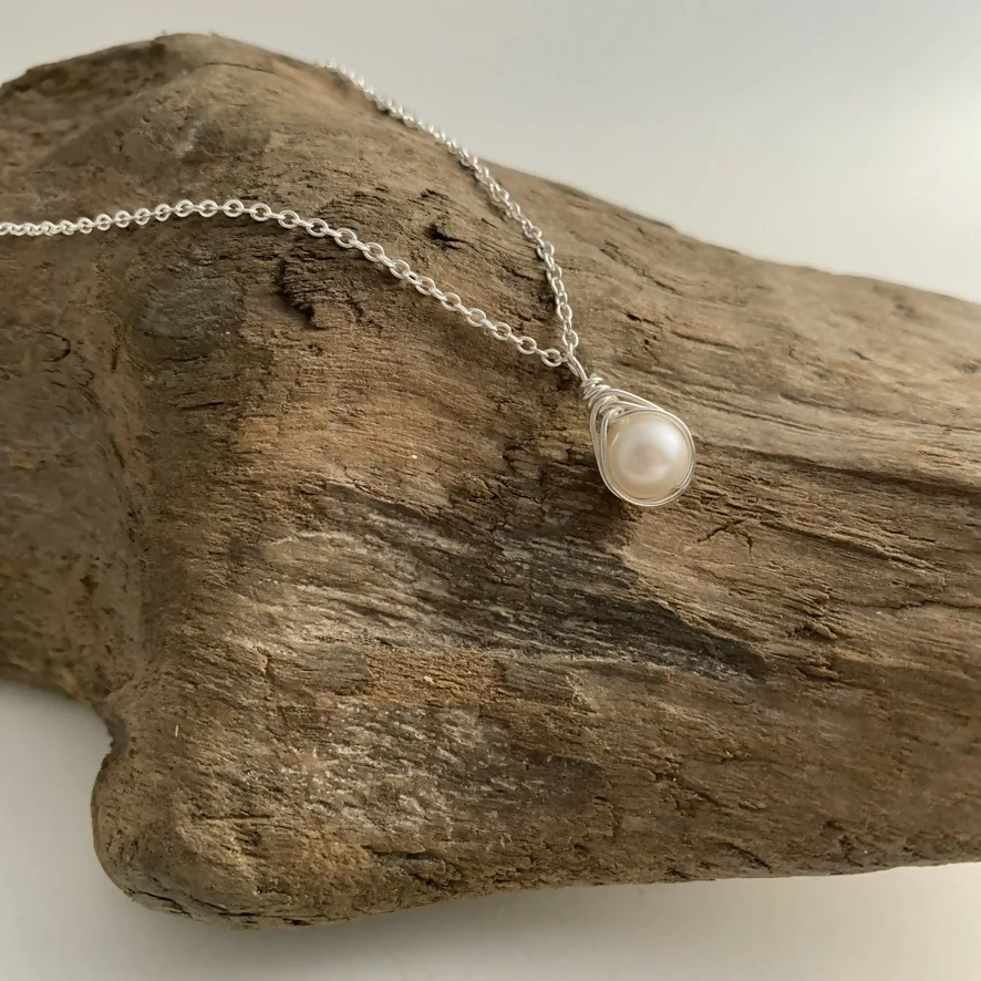Pearl Drop Necklace, Sterling Silver - Image 5