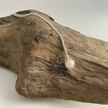 Pearl Drop Necklace, Sterling Silver - Image 6