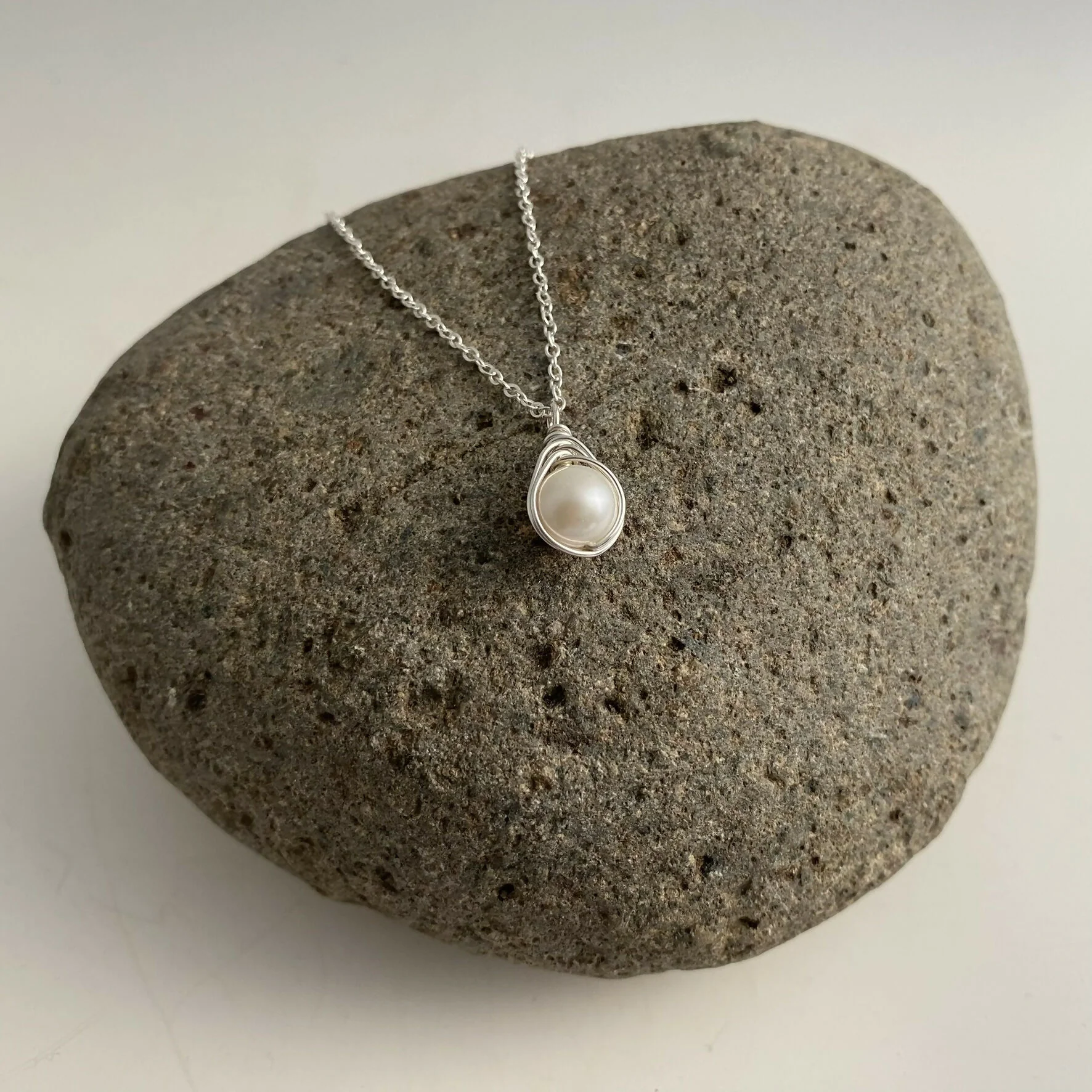 Pearl Drop Necklace, Sterling Silver - Image 7