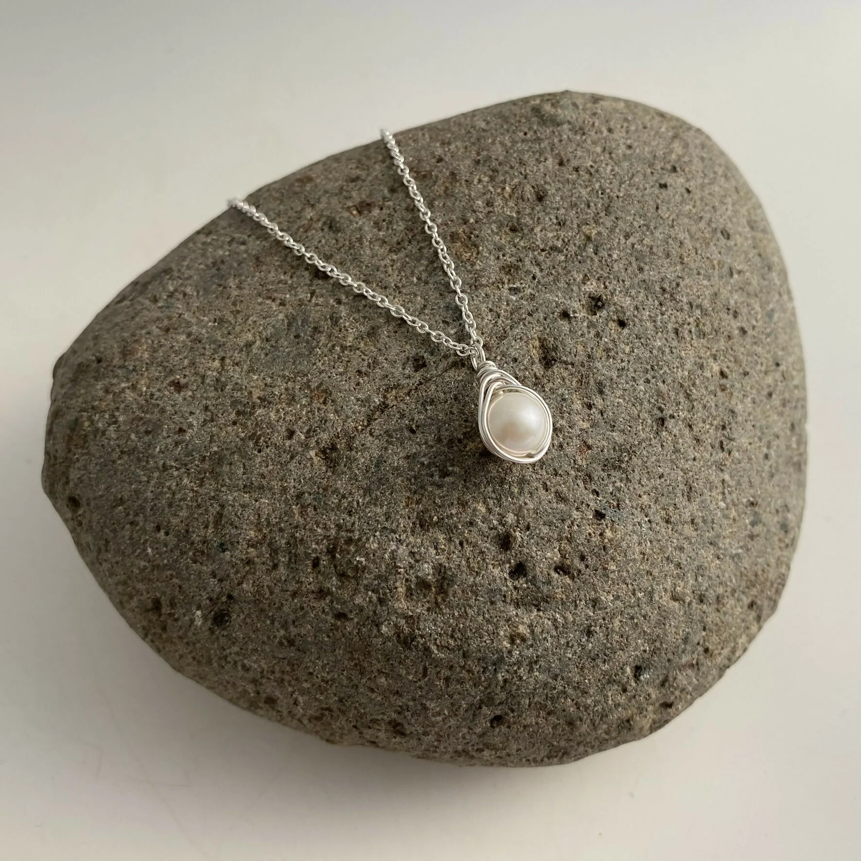 Pearl Drop Necklace, Sterling Silver - Image 8