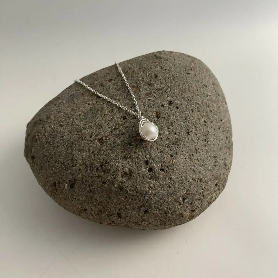 Pearl Drop Necklace, Sterling Silver - Image 9