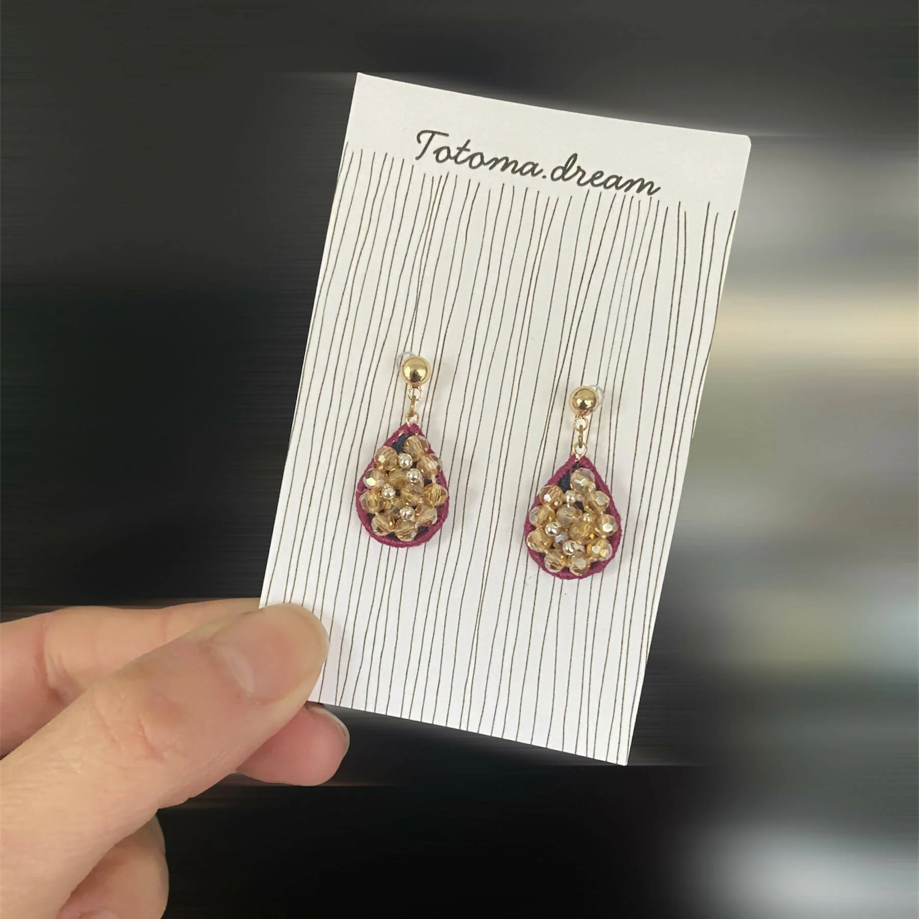 Pendant Crystal Embroidery Earrings (Waterdrop) - Image 2