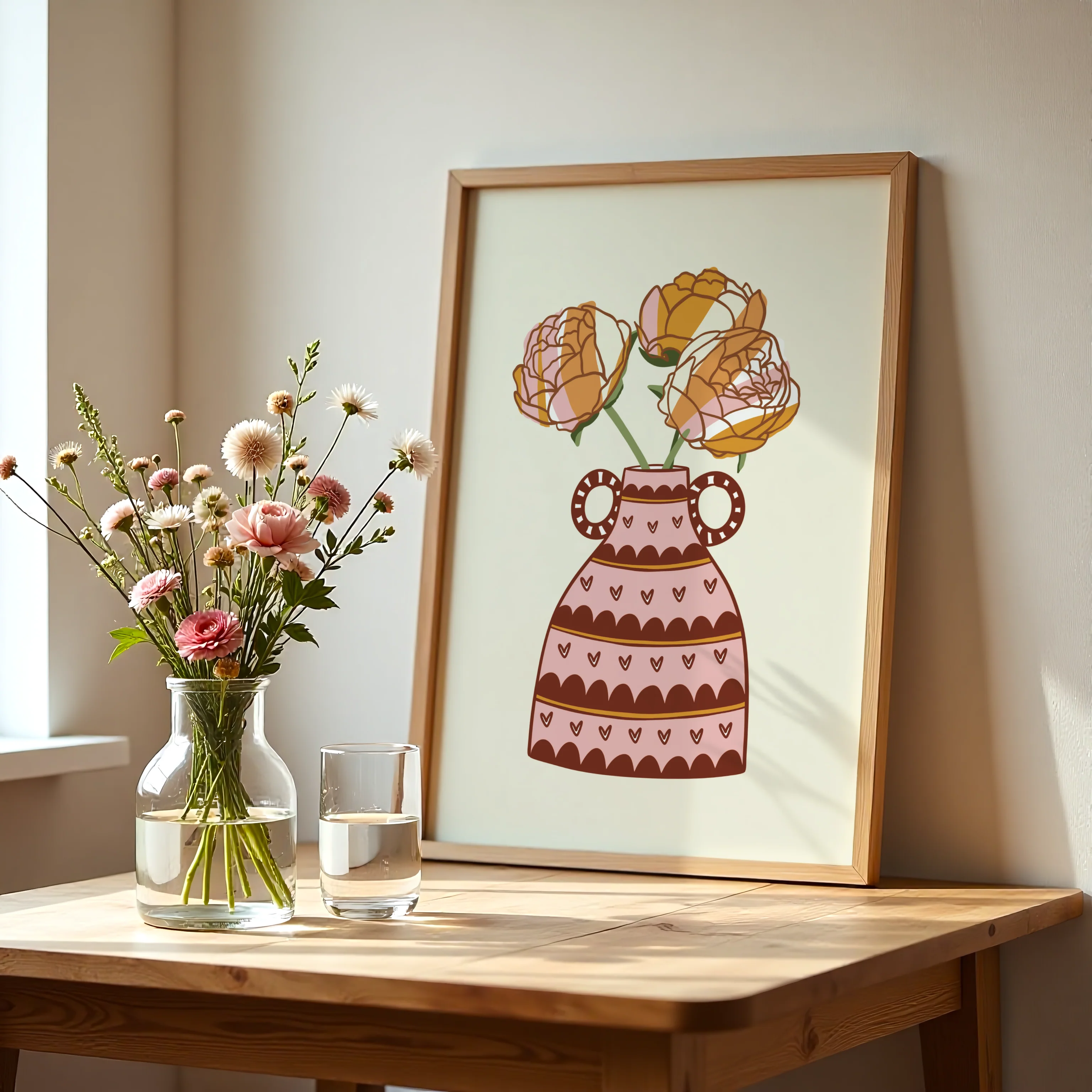 Peonies Vase Print in Brown - Image 2