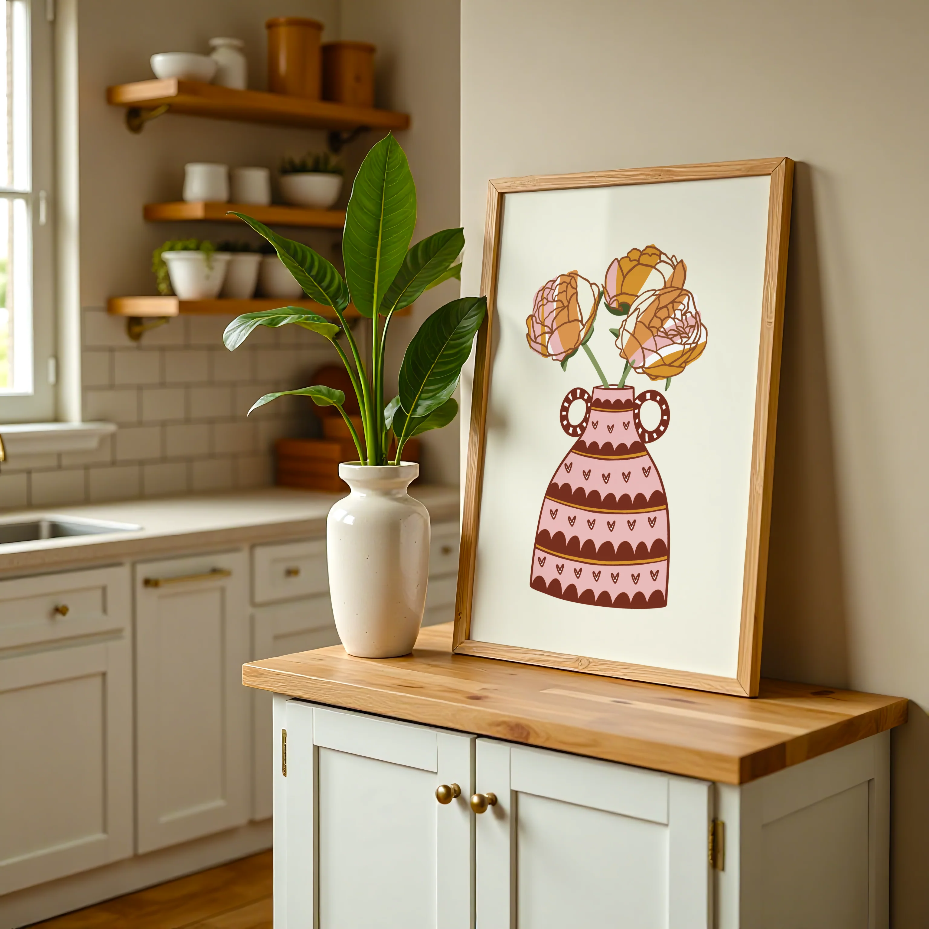 Peonies Vase Print in Brown - Image 3