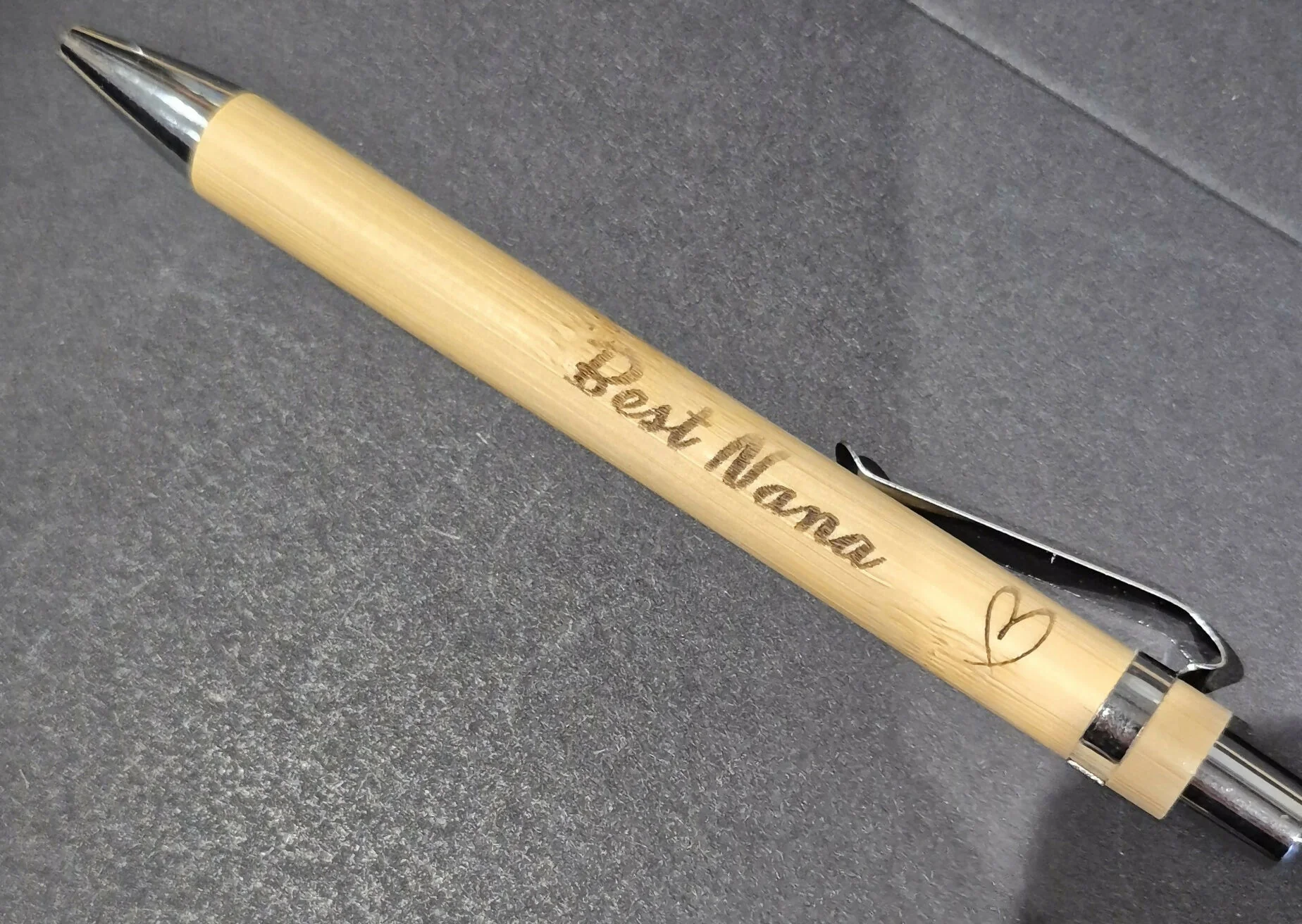 Personalised Engraved Bamboo Pens – Refillable Ballpoint - Hearts - Image 3