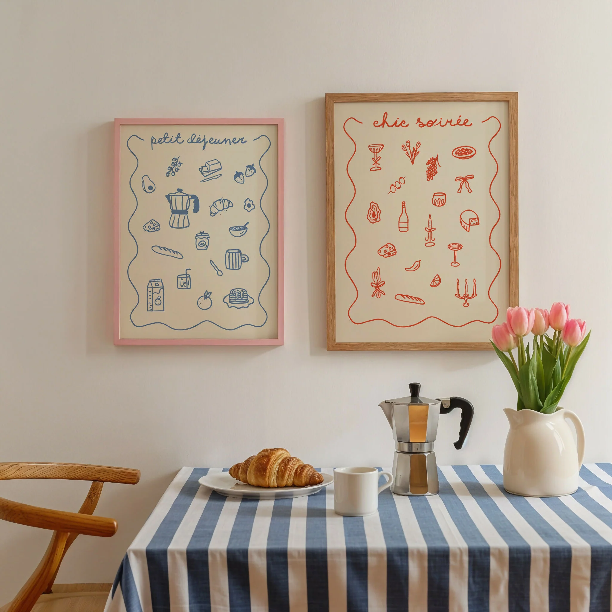 Petit Déjeuner – Hand Drawn Blue Breakfast Print - Image 3