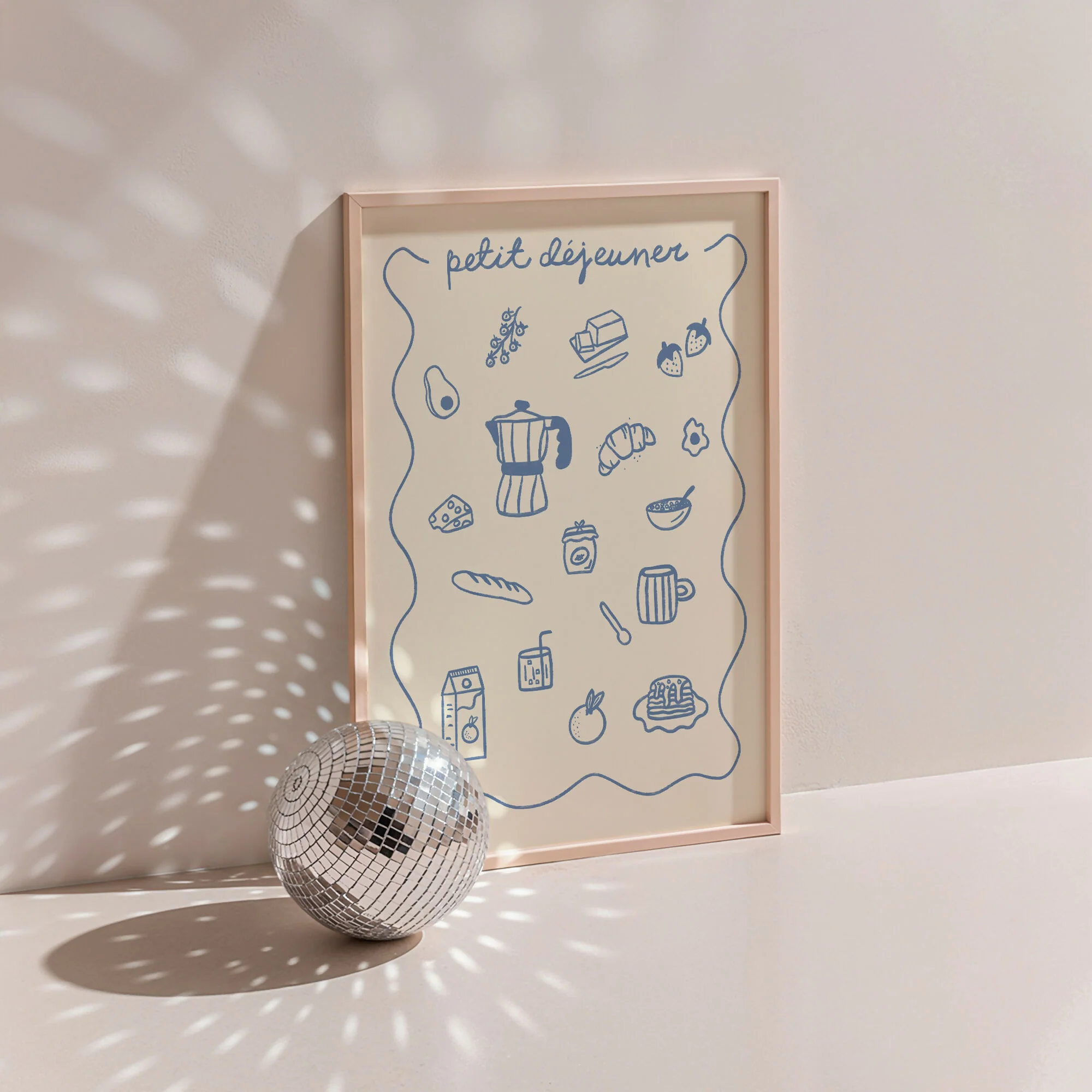 Petit Déjeuner – Hand Drawn Blue Breakfast Print - Image 4