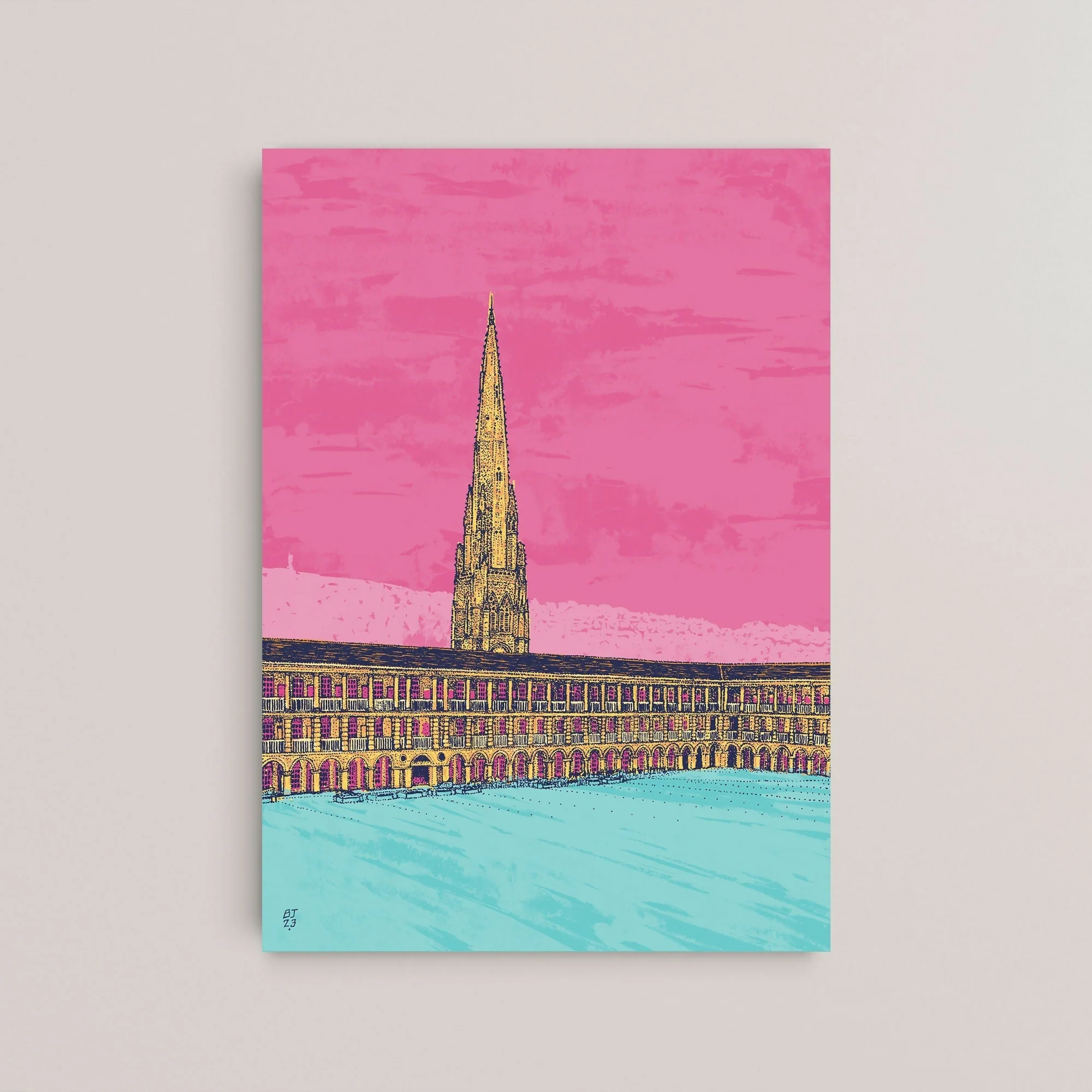 Piece Hall Halifax Art Print – Yorkshire Landmark Illustration