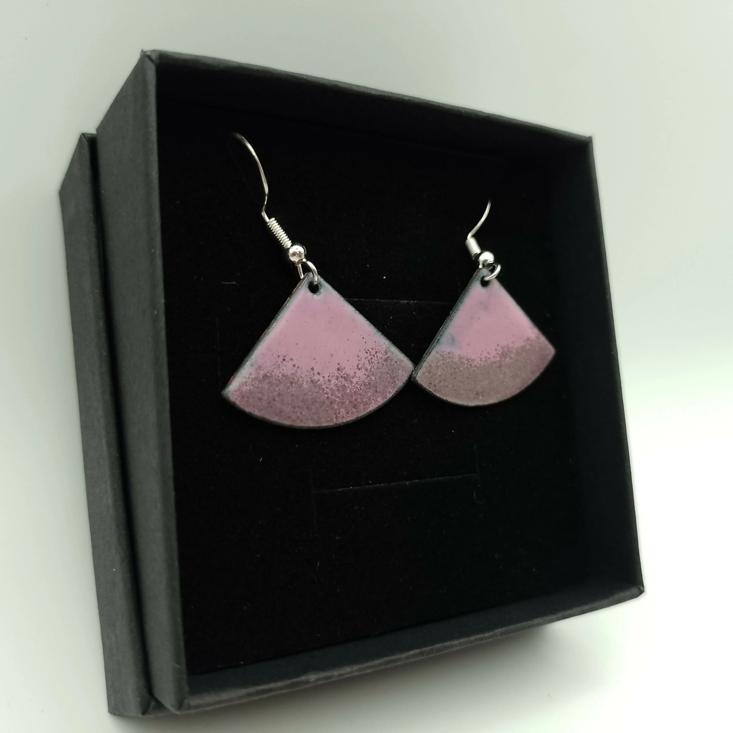 Pink and Purple Fan Enamel Earrings - Image 3