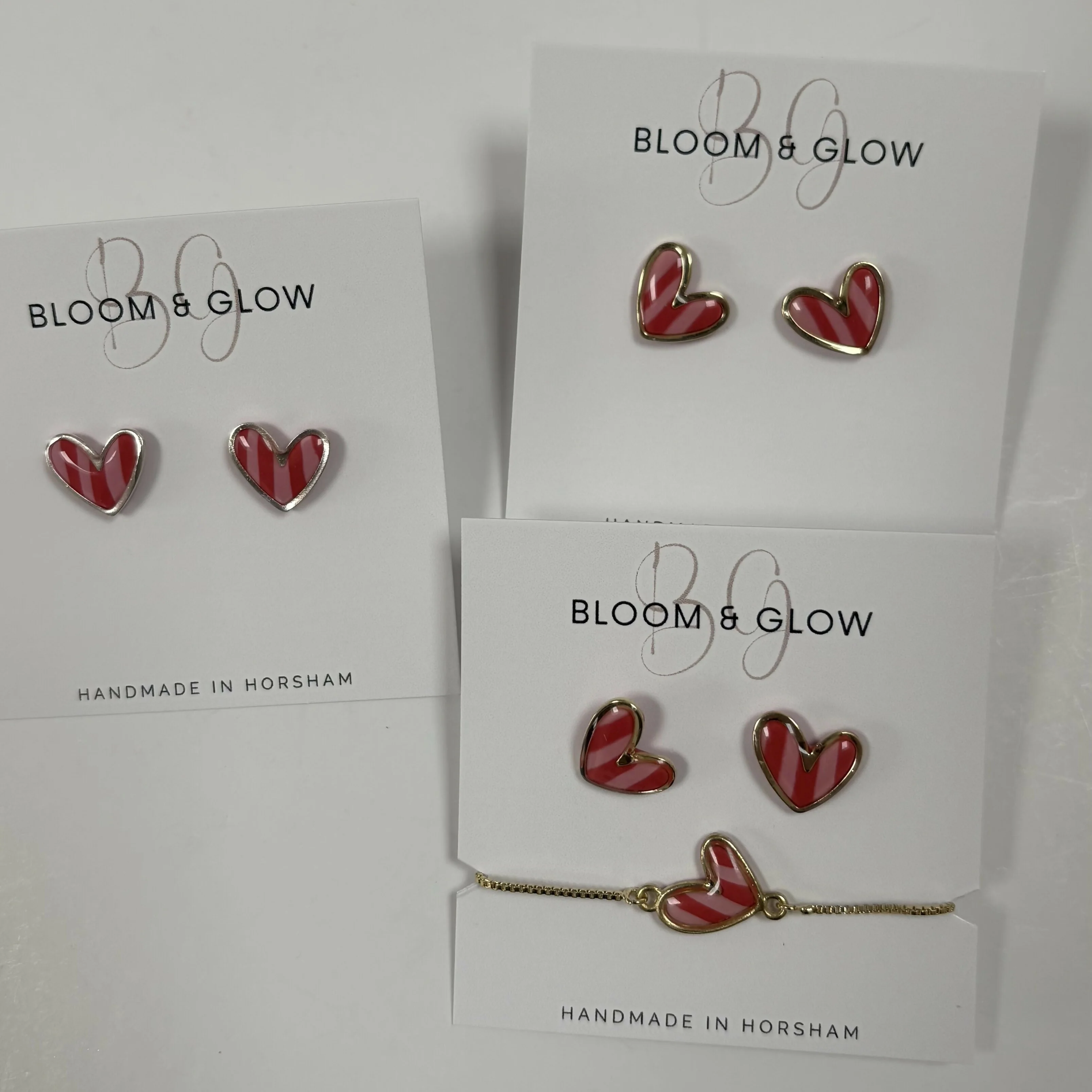 Pink and red stripe Stud Earrings