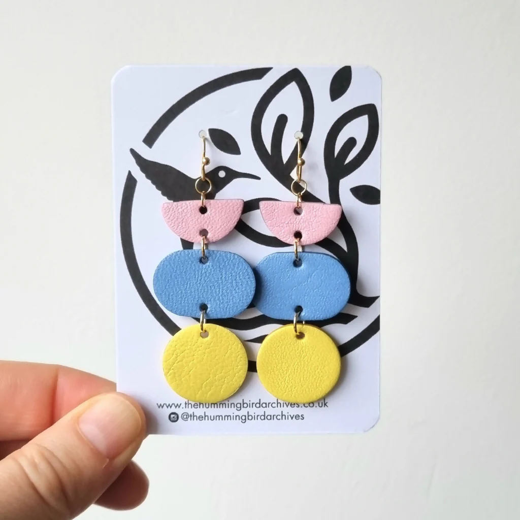 Pink, Blue and Yellow Earrings