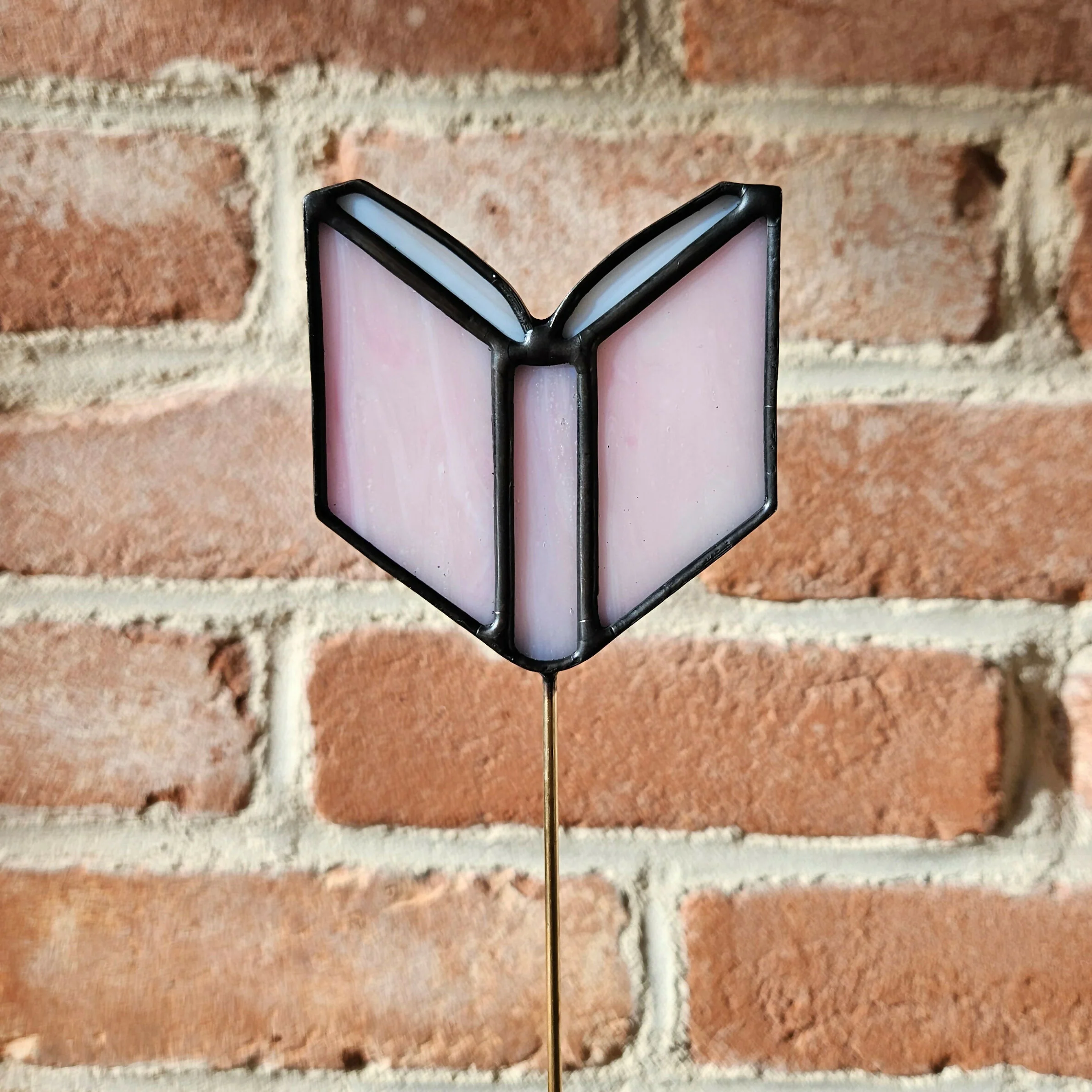 Pink Book Stained Glass Plantstake - Image 2