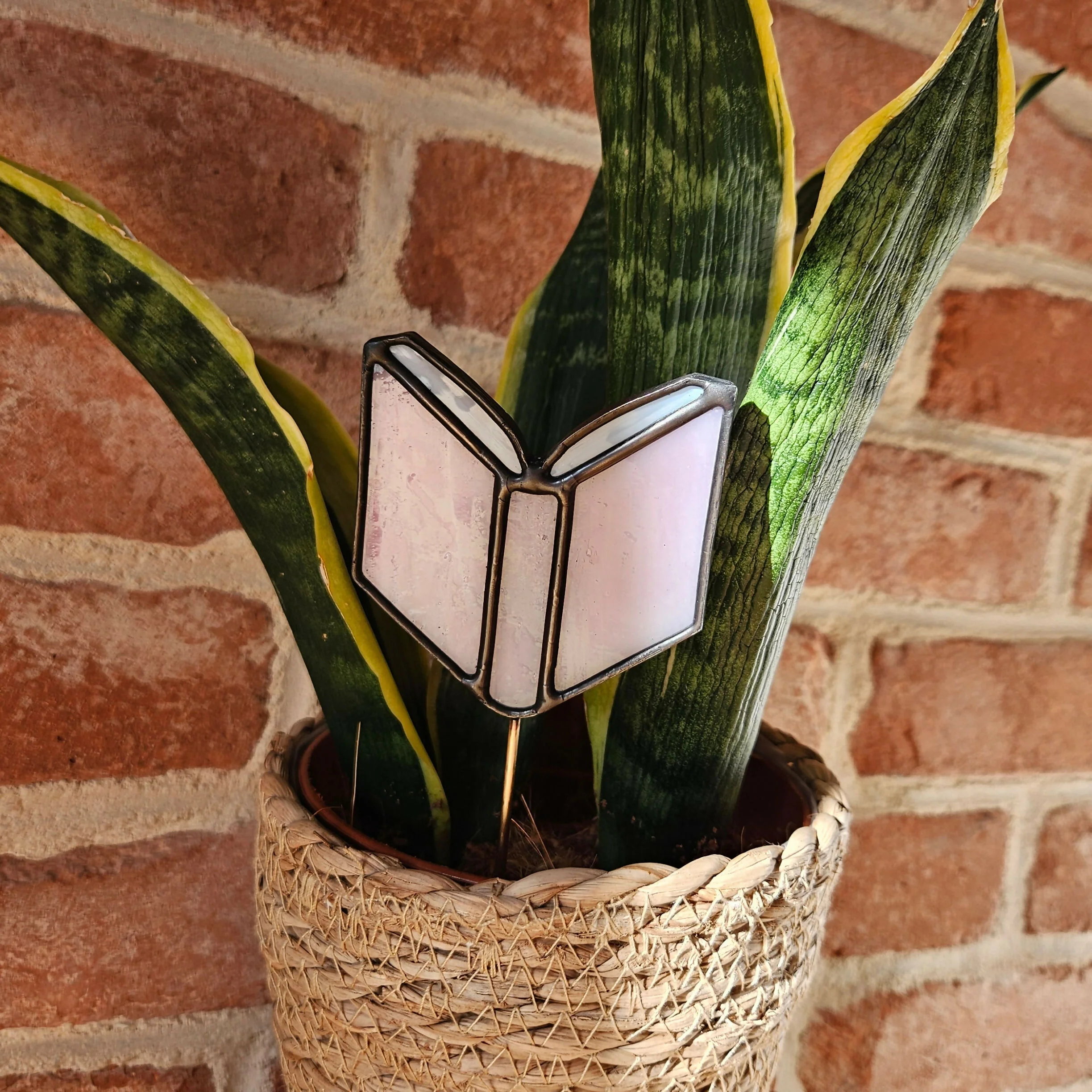 Pink Book Stained Glass Plantstake - Image 3