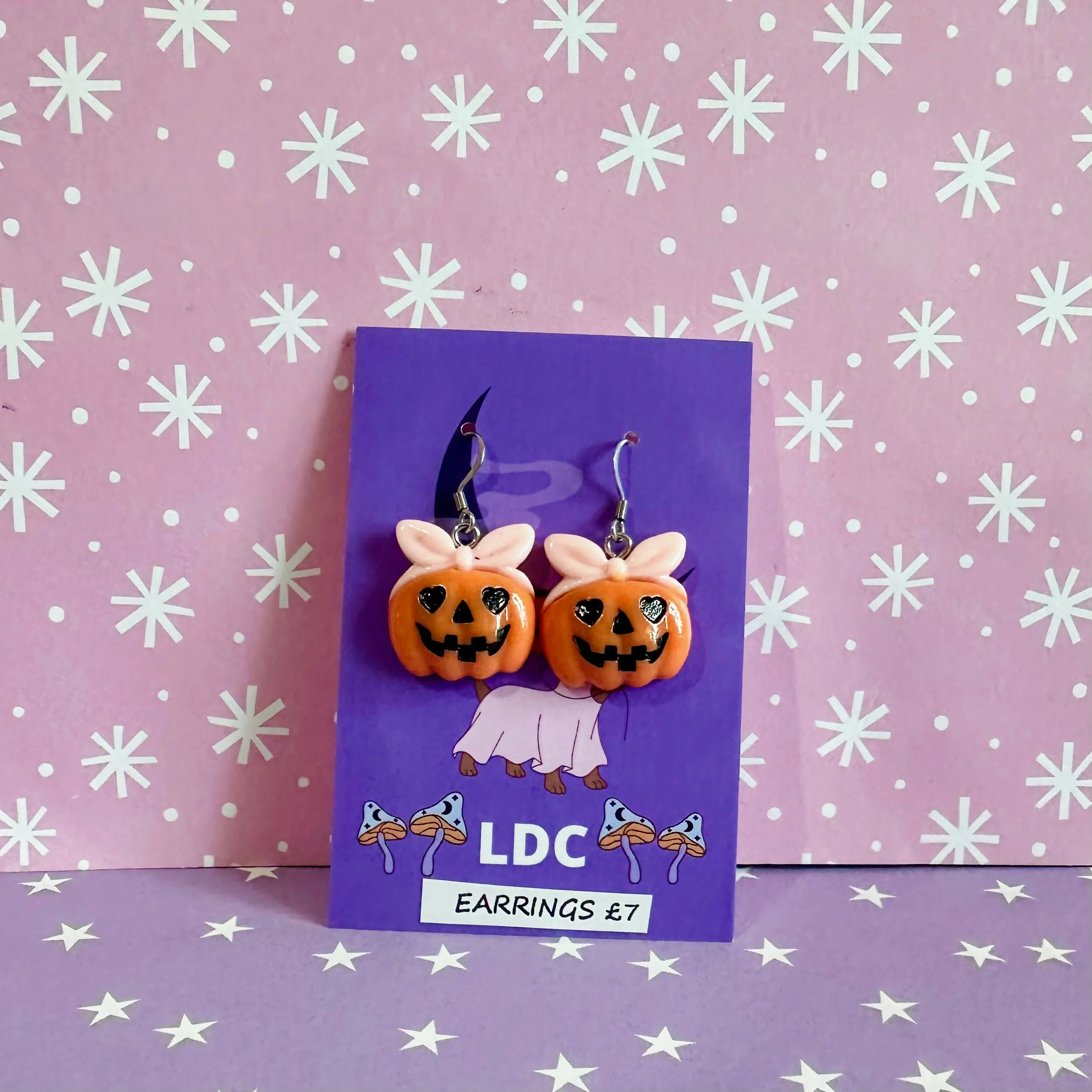 Pink Bow Pumpkin Earrings - Image 3
